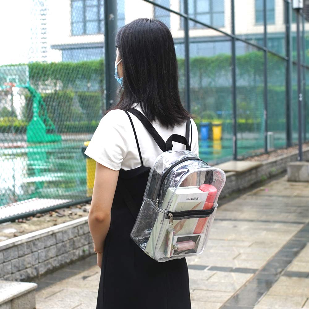 Stadium Approved Clear Mini Backpack - Heavy Duty Cold-Resistant Transparent PVC Security Bag for Work, Travel & Events (Black) | Perfect for Concerts, Sports Games & Airport Security
