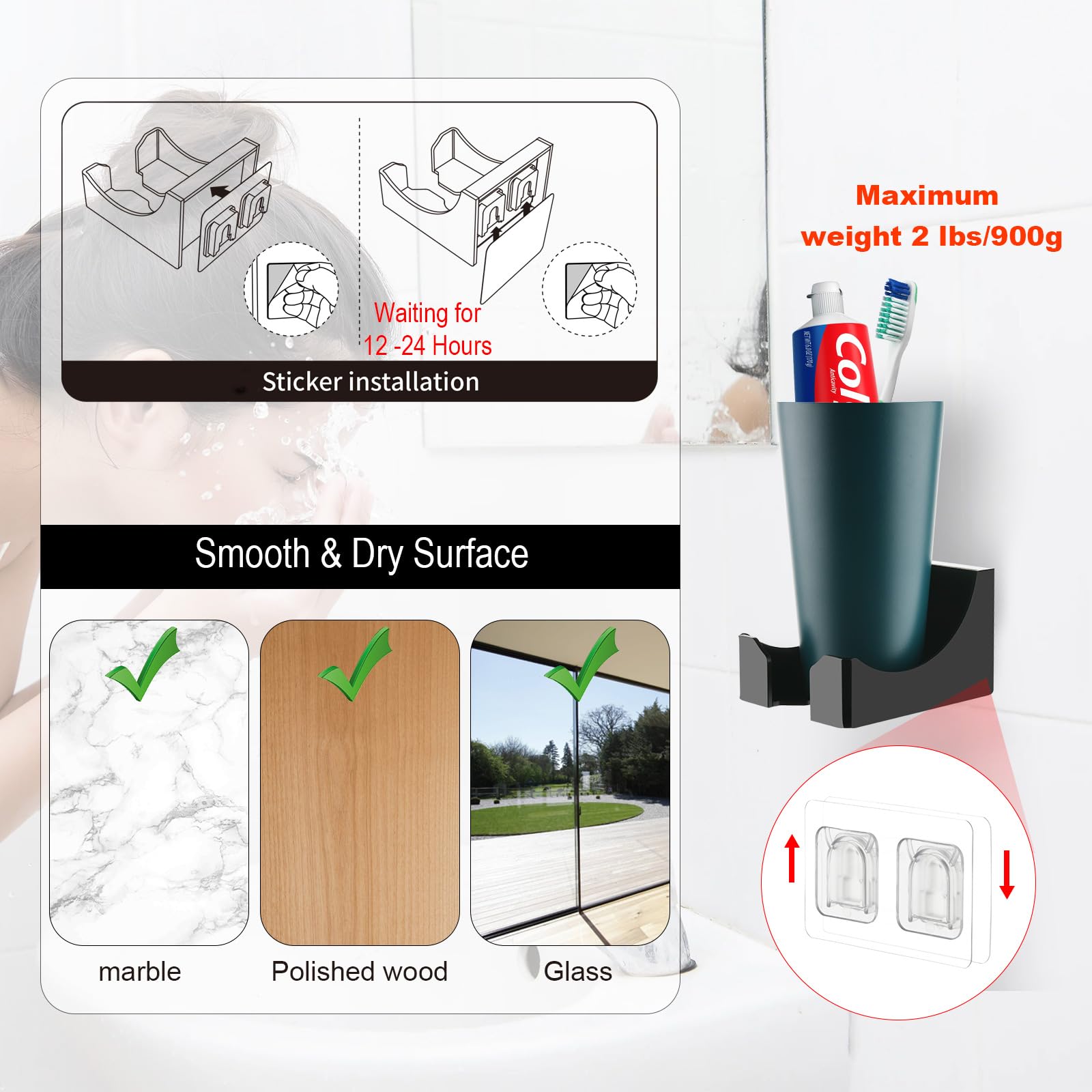 Beautyflier Acrylic Drink Holder for Wine, Beer, Coffee & Beverages - Bathtub & Shower Cup Holder - Perfect for Relaxing Baths, Spa Days & Poolside Lounging (Black, 1-Pack)