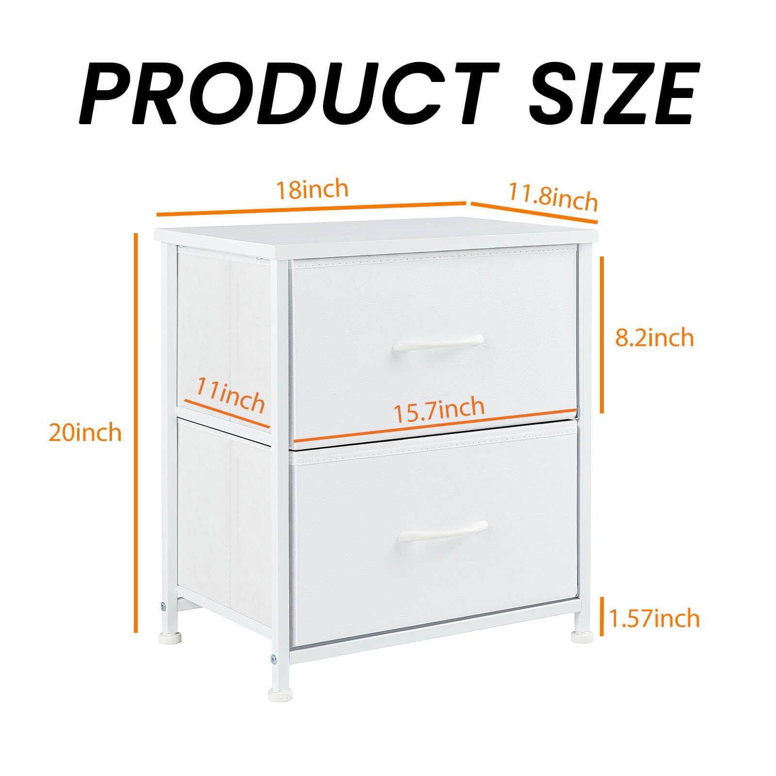 Modern White Dresser with Metal Frame & Wood Top - 2 Drawer Chest for Bedroom, Living Room, or Office Storage | Space-Saving Organizer for Clothes, Linens & Home Essentials