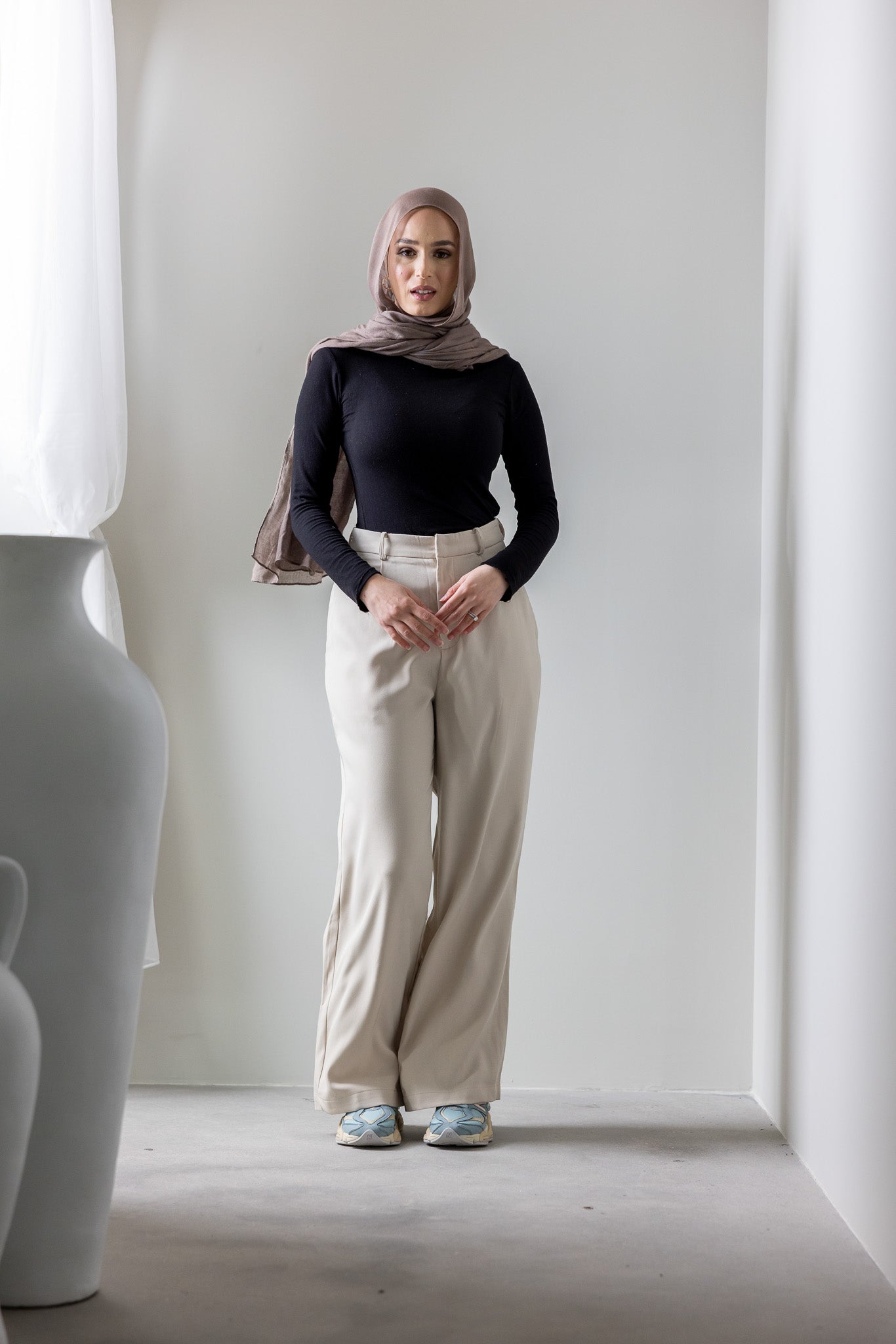 The Crescent Ellery Pants - Women's High Waisted Wide Leg Trousers for Work & Casual Wear | Comfortable Stretch Fabric for Office, Travel & Everyday Outfits