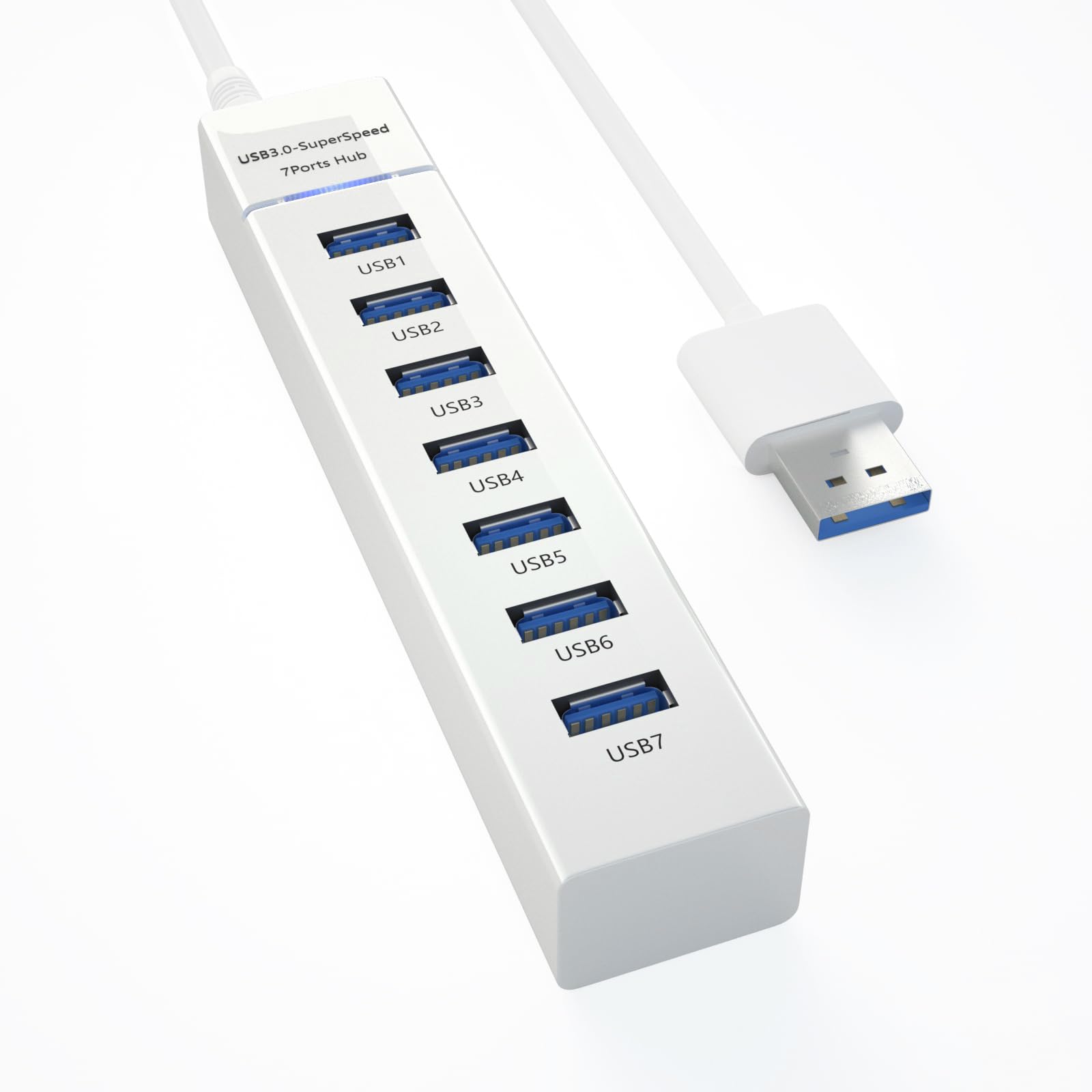 7-Port USB 3.0 Hub - 5Gbps High-Speed Splitter for MacBook, PC & Laptops - Workspace Organizer