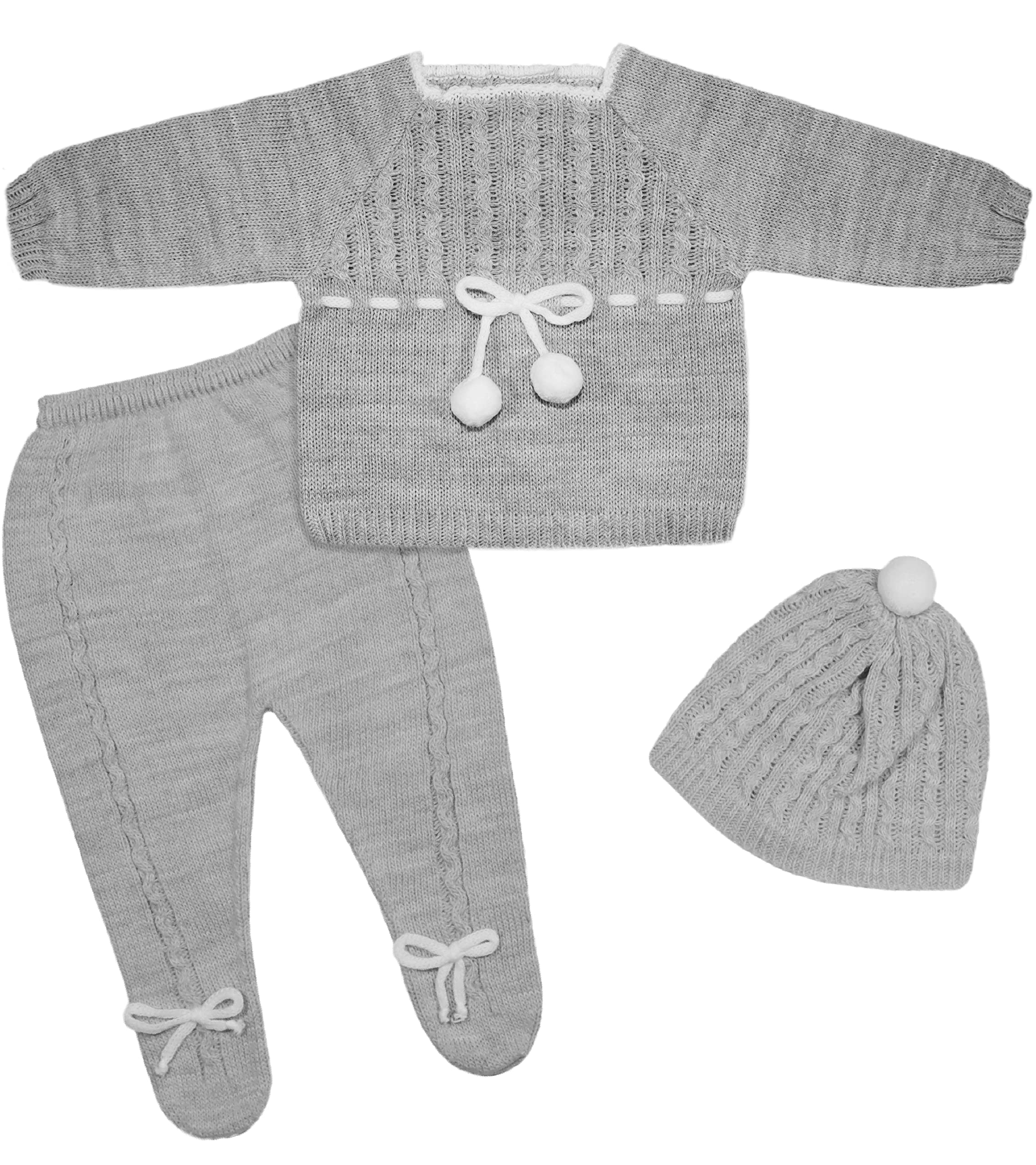 Newborn Baby Knitted Clothes Set - Soft Cotton Infant Knit Outfit for Boys & Girls | Perfect Coming Home, Photo Shoot & Gift Outfit for Newborns