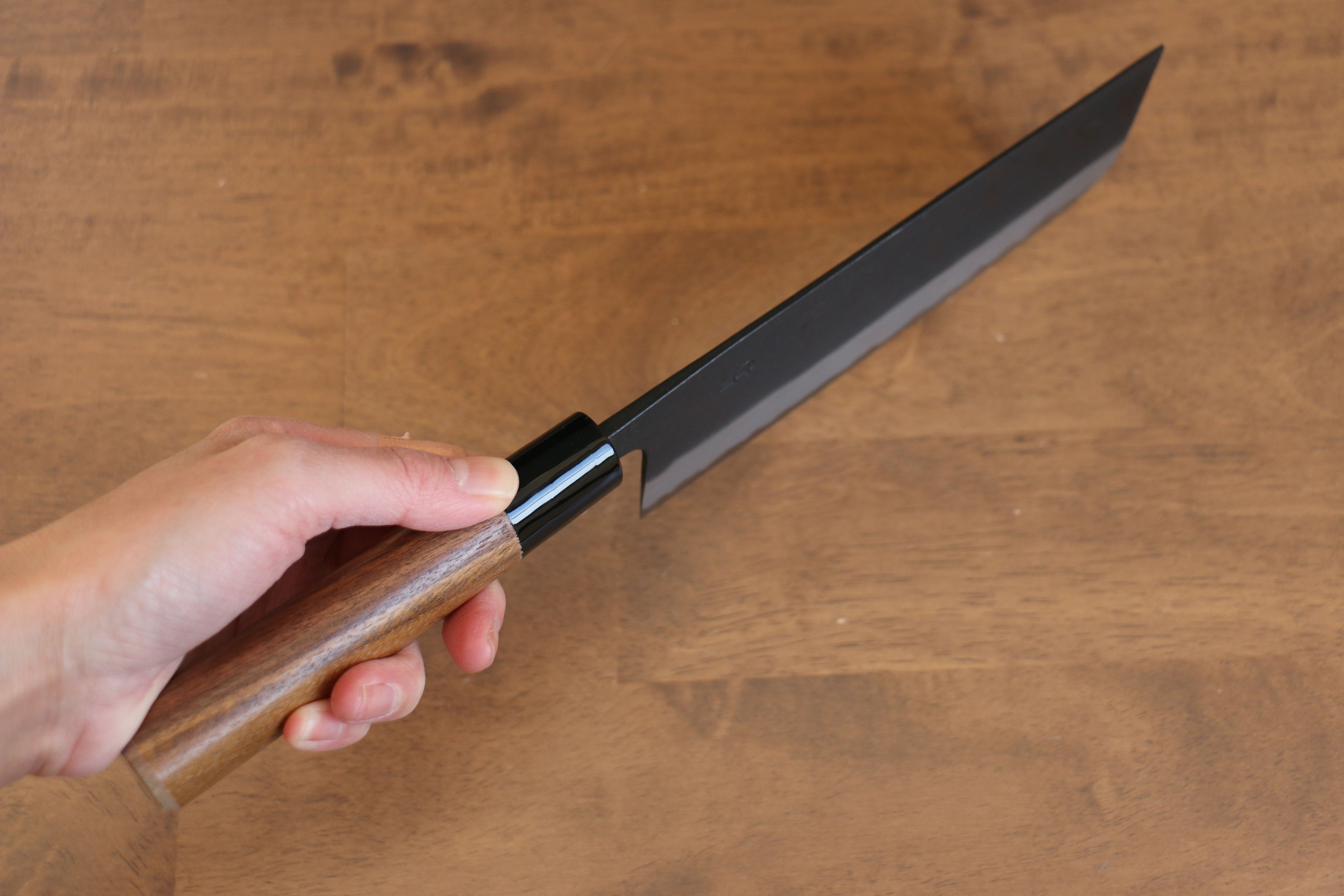 Nao Yamamoto 180mm White Steel Kurouchi Nakiri Knife with Walnut Handle - Professional Japanese Vegetable Knife for Home Chefs & Sushi Preparation