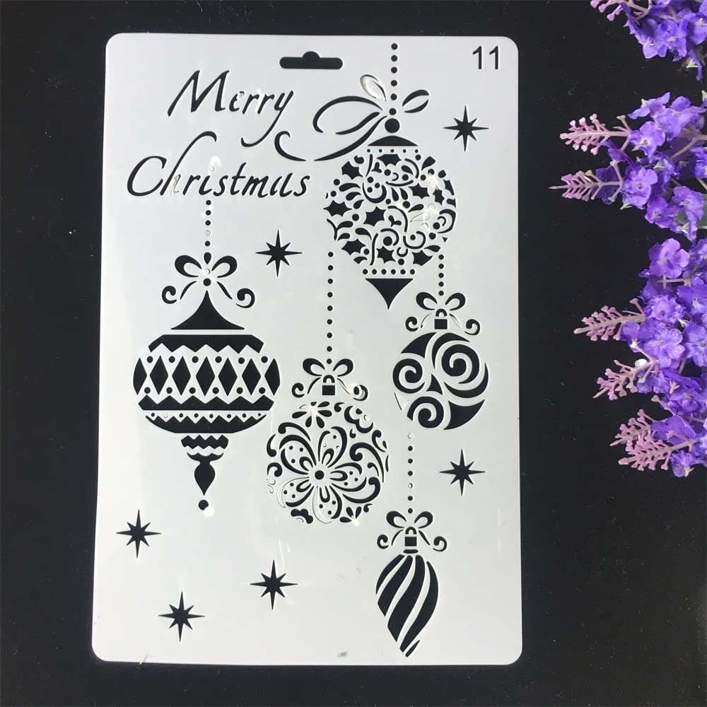 26cm Christmas Ball Stencils for DIY Crafts - Layering Templates for Wall Painting, Scrapbooking, Stamping & Card Making | Perfect for Holiday Decorations and Handmade Greeting Cards