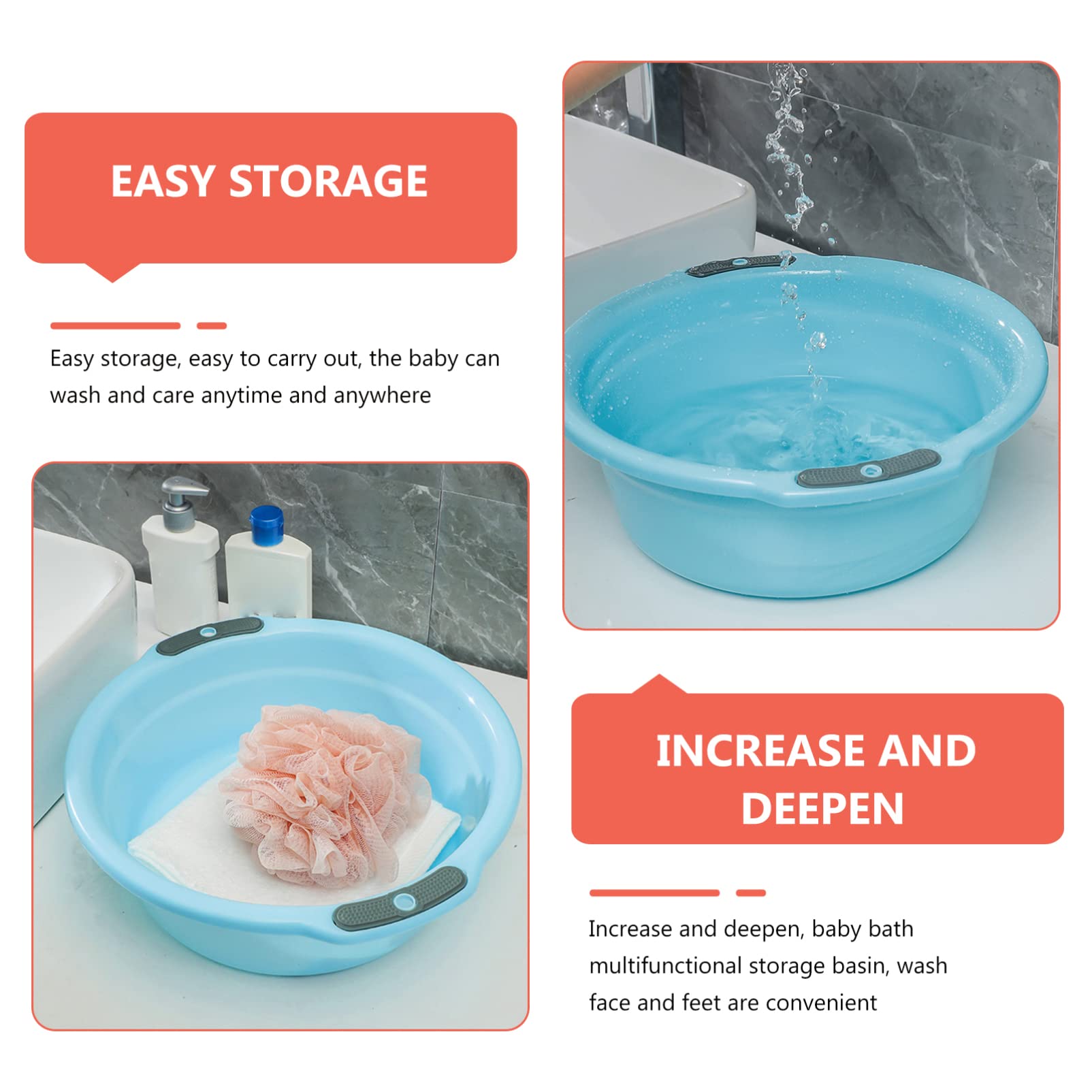 4-Piece Binaural Wash Basin Set - Small Plastic Sink Tub for Kitchen, Bottle Washing, Rice Cleaning & Baby Laundry | Durable PP Material for Dishwashing, Foot Soaking & Household Use | Space-Saving Bathroom & Kitchen Organizer