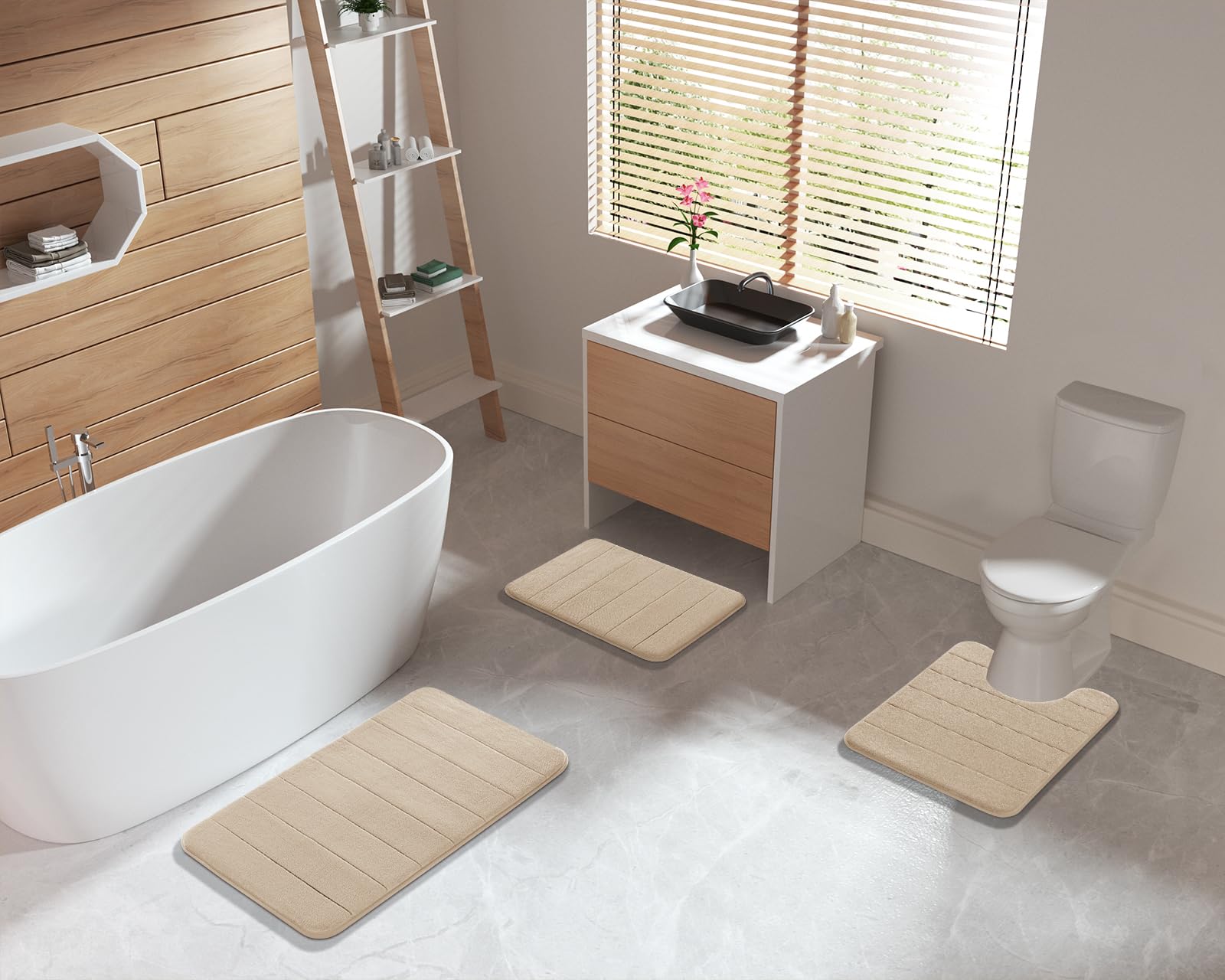Yimobra 2-Piece Memory Foam Bath Mat Set - Ultra Soft Non-Slip Bathroom Rugs (31.5