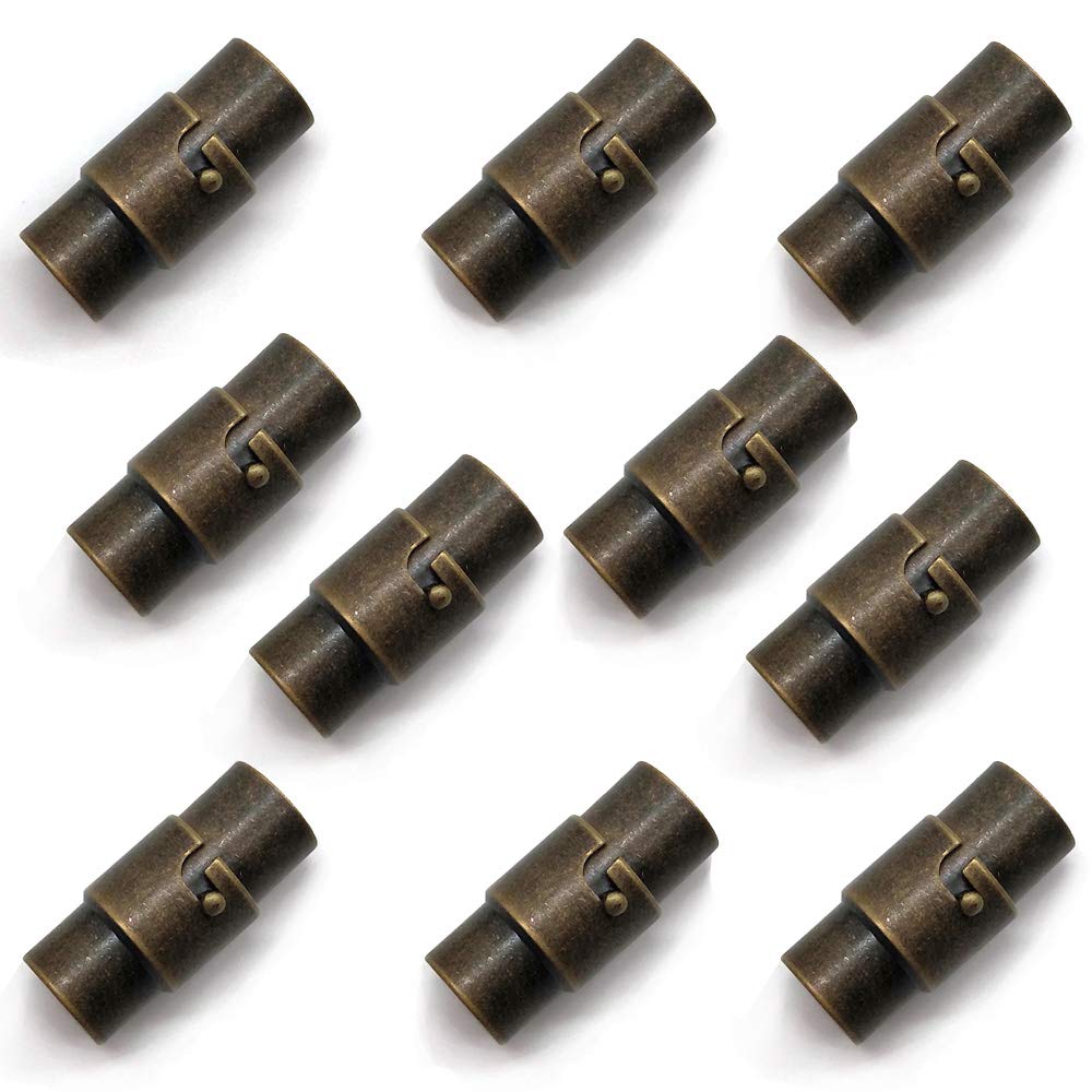 10PCS Black Cord End Caps for Bracelets - 4mm Bronze Jewelry Findings, DIY Bracelet Rope End Caps with Secure Locking - Perfect for Beading, Jewelry Making & Craft Projects