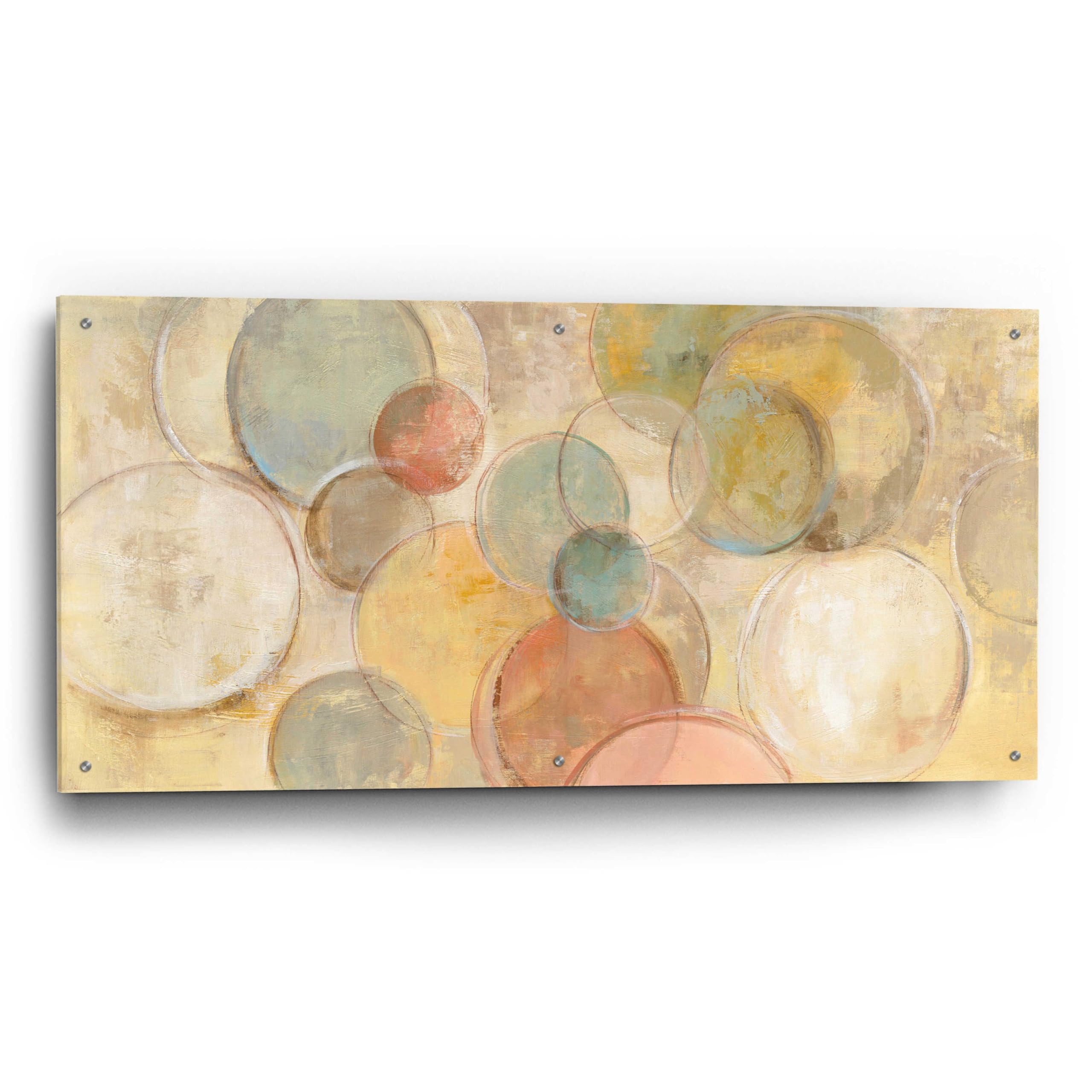 Epic Art 'Fresco Bubbles' by Silvia Vassileva - 48x24 Inch Acrylic Glass Wall Decor, Modern Abstract Painting for Living Room, Bedroom & Office