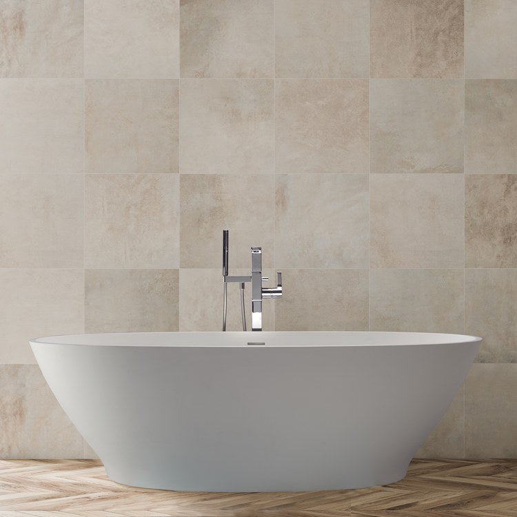 Alissa 72.5 x 42 Inch Freestanding Air Tub - White Matte Oval Sculpturestone Bathtub - 140 Gallon Capacity - 23 1/4 Inch Depth - Luxury Soaking & Hydrotherapy for Spa-Like Relaxation at Home