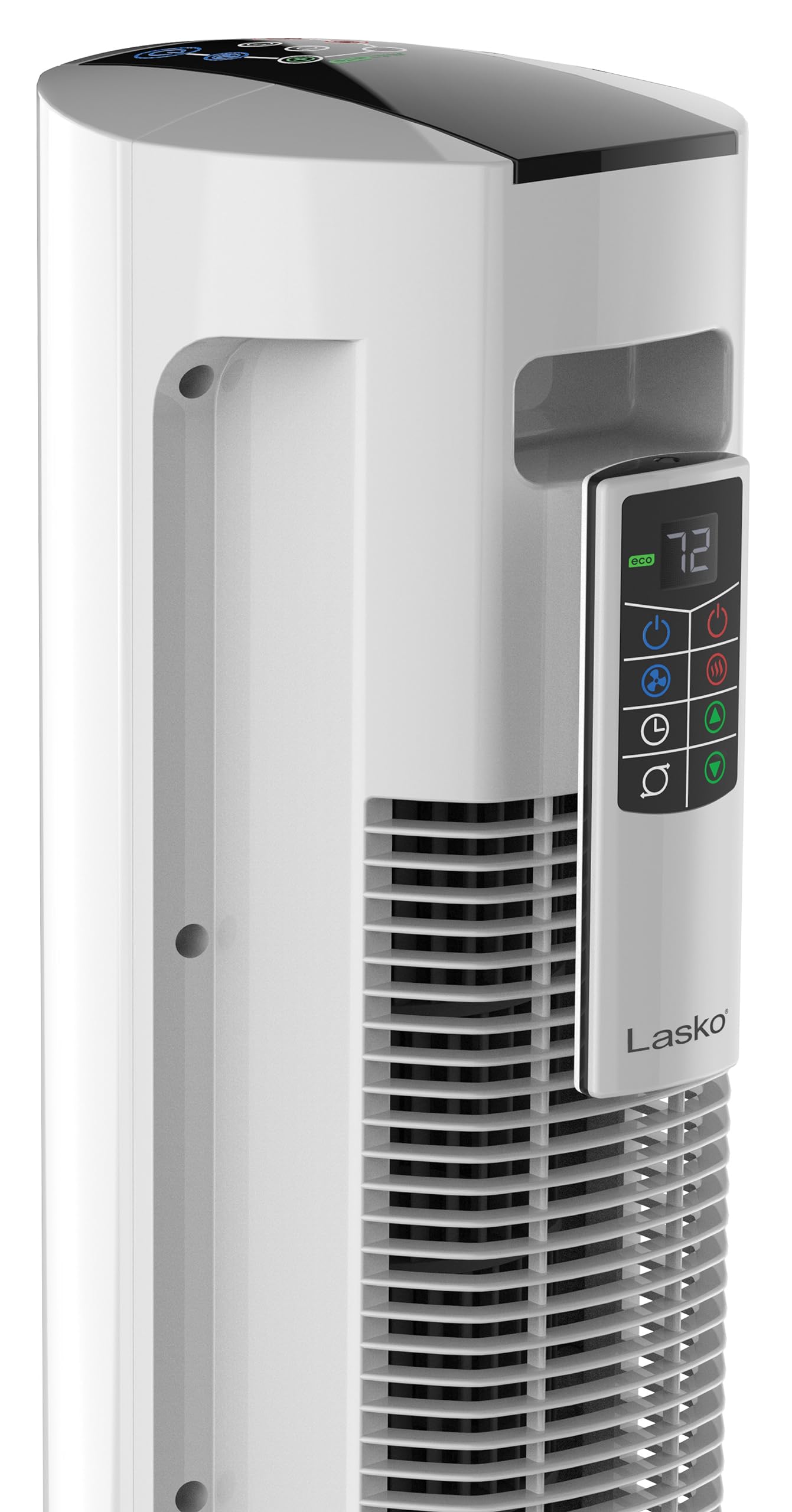 Lasko 1500W 4-Speed Bladeless Tower Fan & Space Heater with Remote - Quiet Operation, 3 Heat Settings, White - Perfect for Bedroom, Office & Home Cooling & Heating