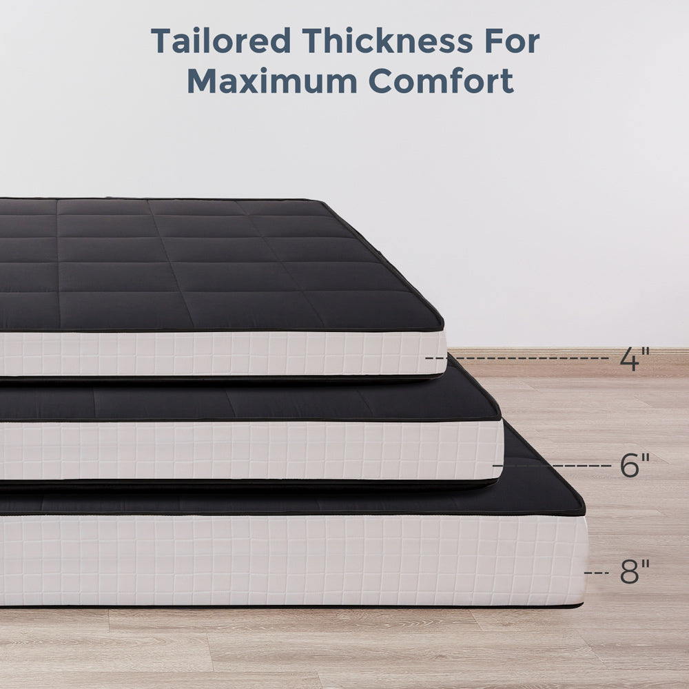 MAXYOYO 8 Inch Futon Mattress - Extra Thick Square Floor Mattress & Mattress Topper Pad in Black | Perfect for Guest Beds, Dorm Rooms, and Floor Sleeping