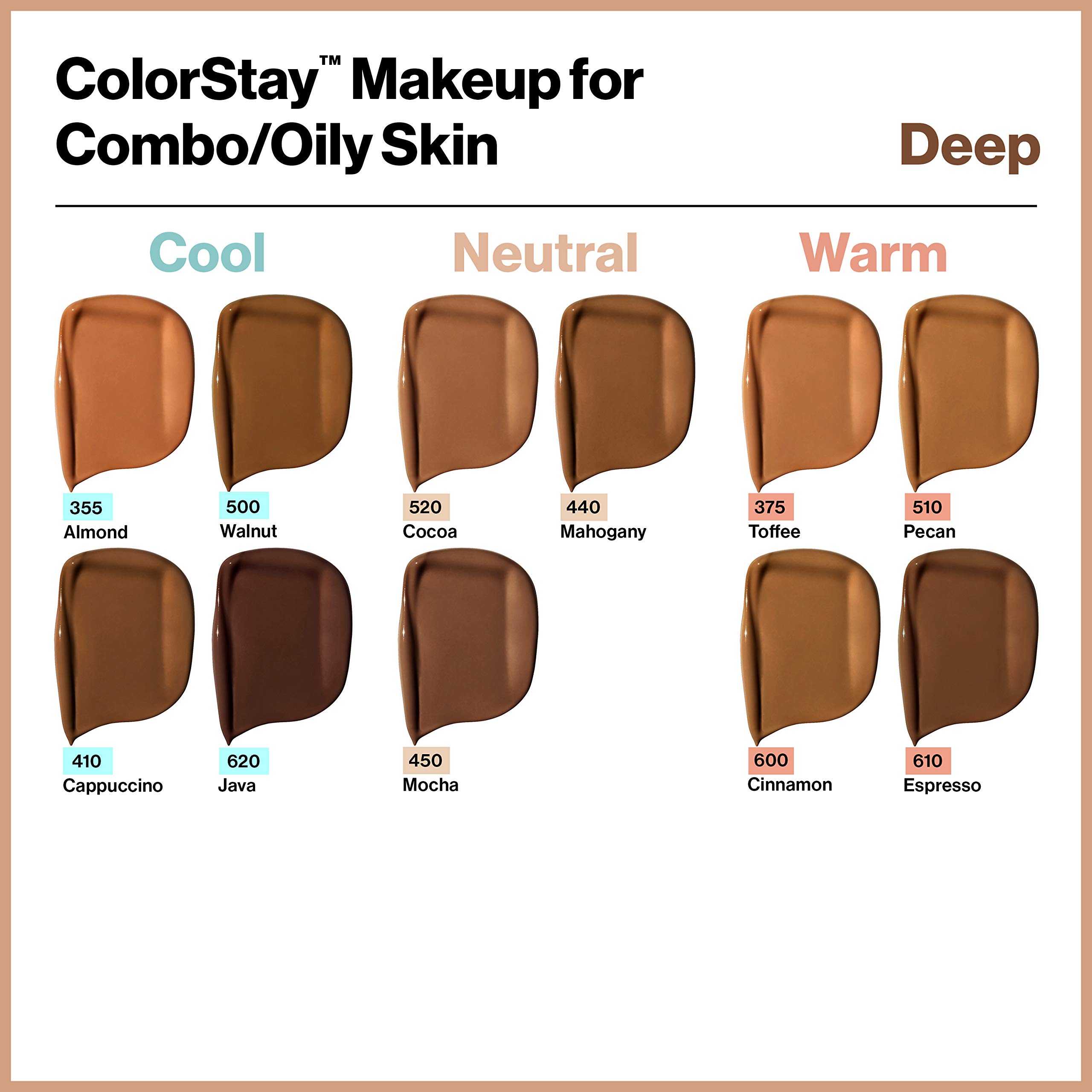 Revlon Colorstay Makeup Base for Oily Skin - Light Chestnut, Long-Lasting Matte Finish for Daily Wear
