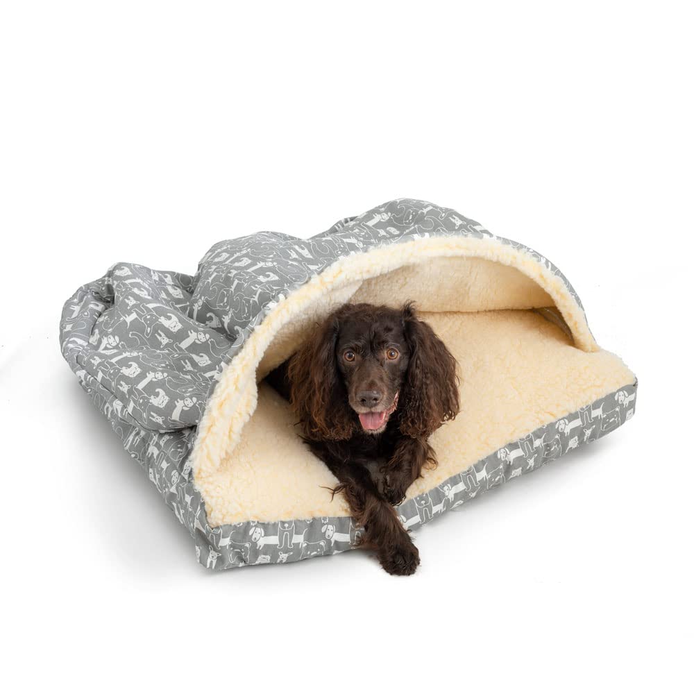 Premium Snoozer Pet Bed - Luxury Square Cozy Cave for Dogs & Cats, Soft Washable Fleece, Medium Size (Pedigree Storm) - Perfect for Indoor Lounging & Crate Comfort