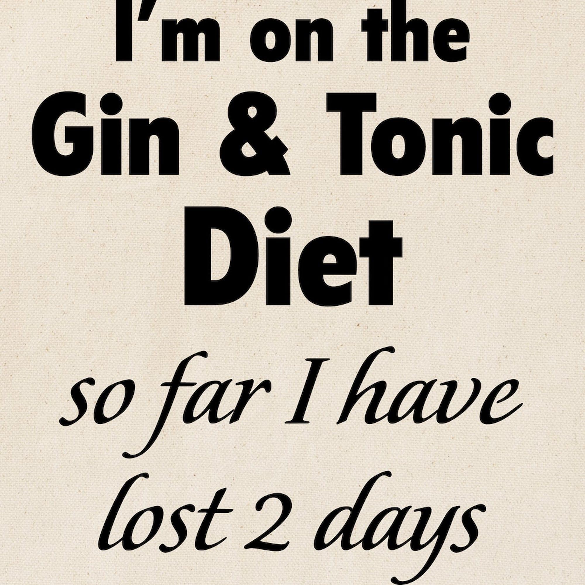 Gin & Tonic Diet Tote Bag - Natural Canvas Reusable Shopping Bag for Groceries, Beach & Gym | Eco-Friendly & Durable