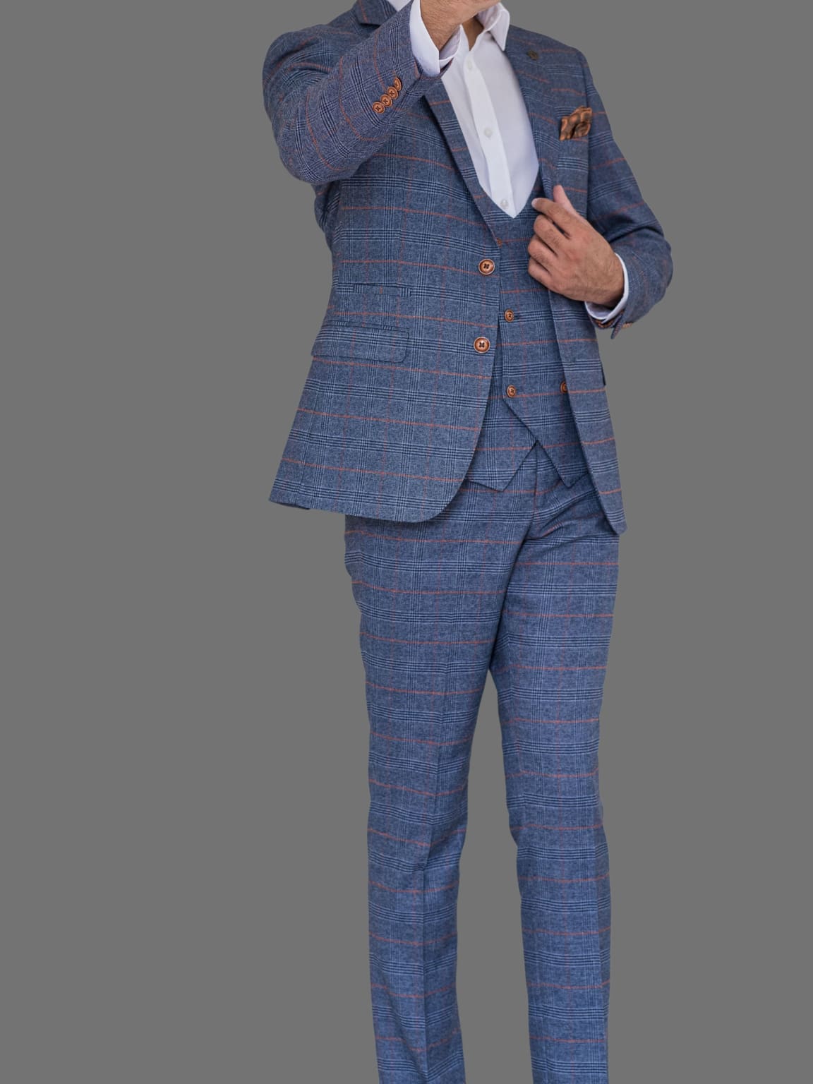 Marc Darcy Jenson Men's Sky Blue Checkered Blazer - Slim Fit Casual Sports Coat for Weddings, Office & Business Events