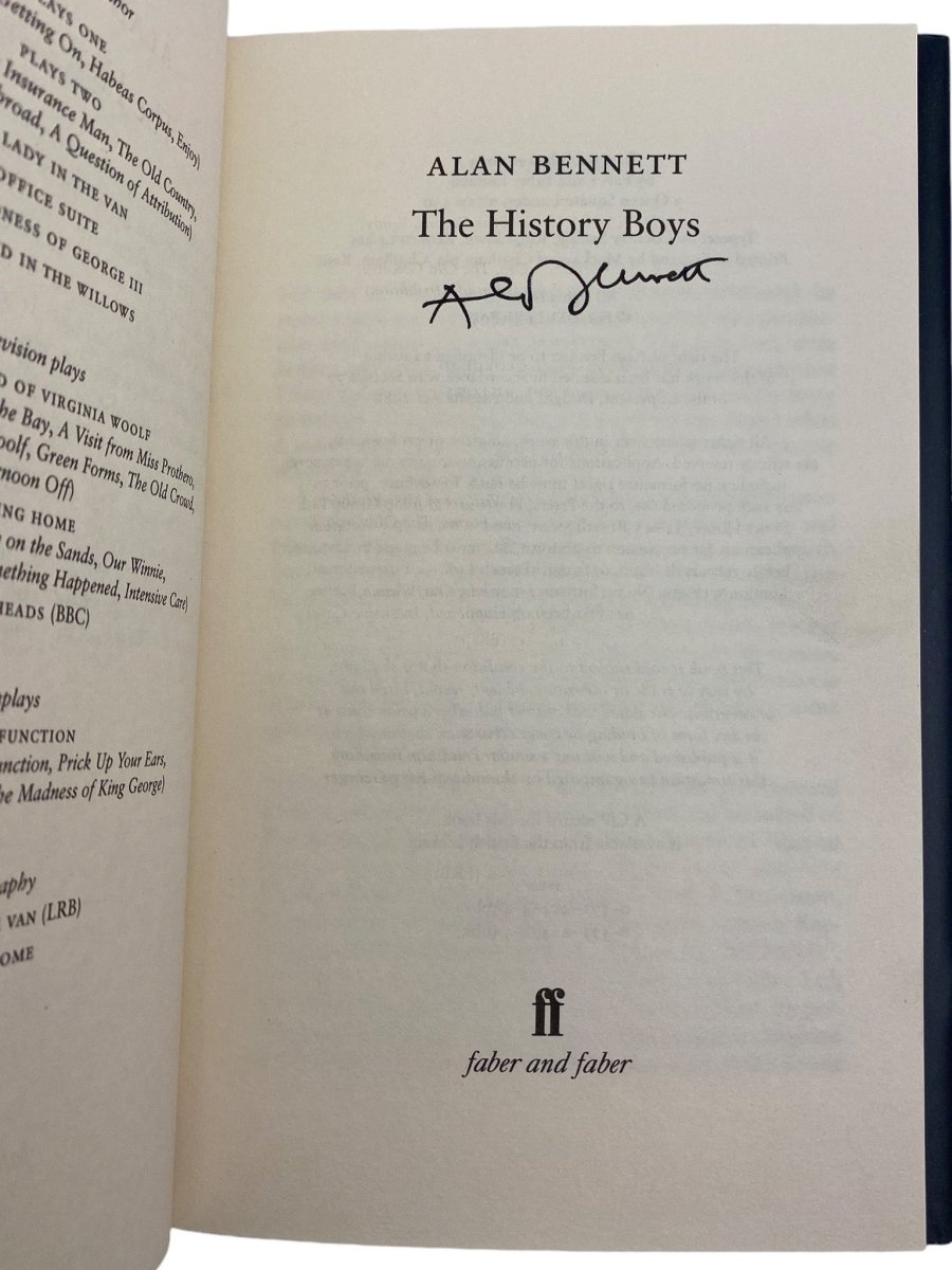The History Boys by Alan Bennett - Signed First Edition | Perfect for Book Collectors & Theater Enthusiasts