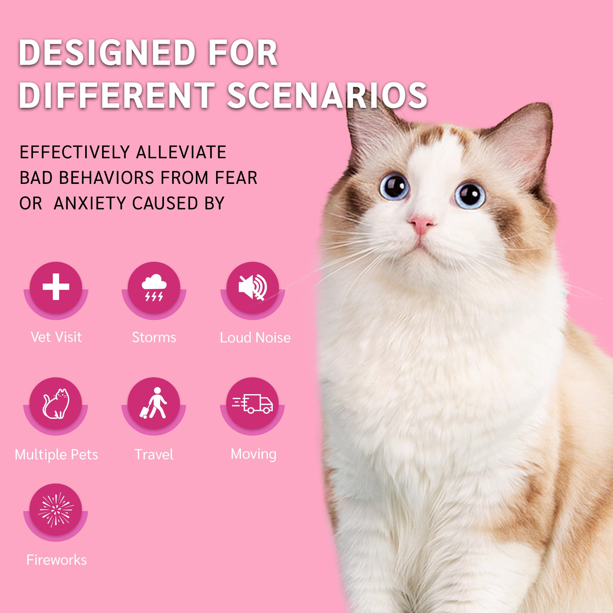30 Pack Calming Collar for Cats - Pheromone Collar for Anxiety Relief, Anti-Aggression & Stress Reduction - Adjustable Cat Collar Lasts 30 Days - Perfect for Vet Visits, Travel & Multi-Cat Homes