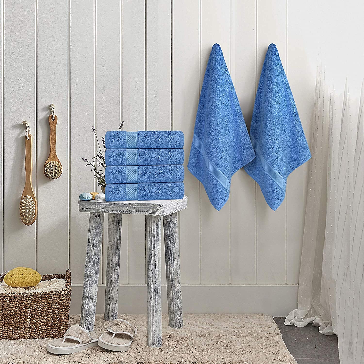 Utopia Towels 18-Pack Premium Bath Towel Set - 24x48 Inches, 500 GSM 100% Ring Spun Cotton - Medium Weight, Super Absorbent & Quick Dry - Luxury Hotel & Spa Quality Bath Towels for Home, Gym & Beach (Electric Blue)