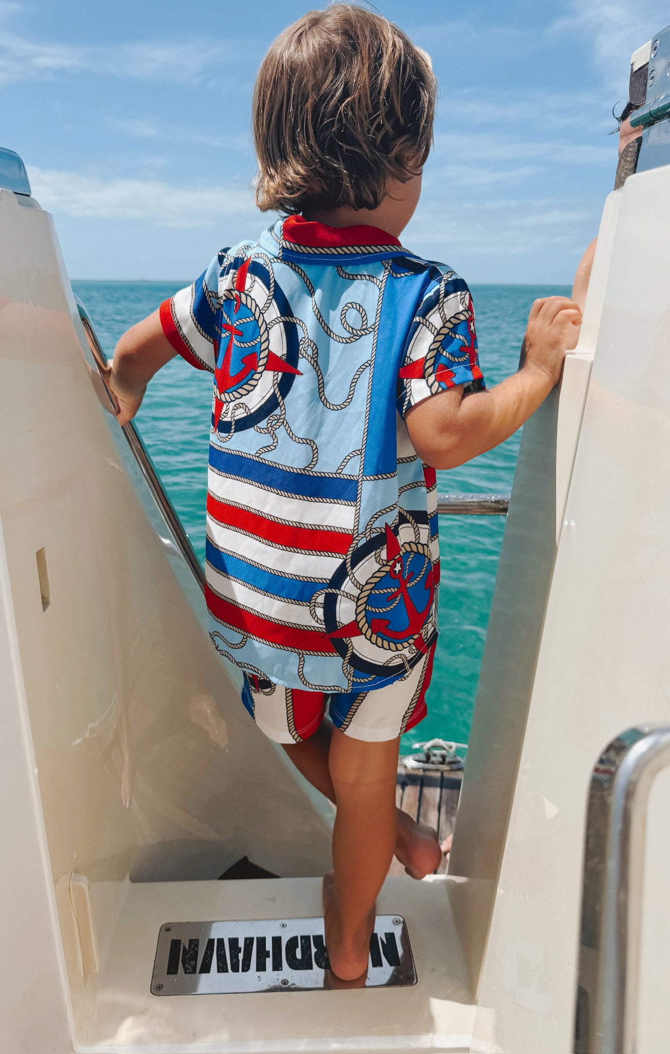 Stylish Lil Button Up Shirt with Nautical Anchor Design - Perfect for Casual Outings, Beach Vacations & Summer Fashion