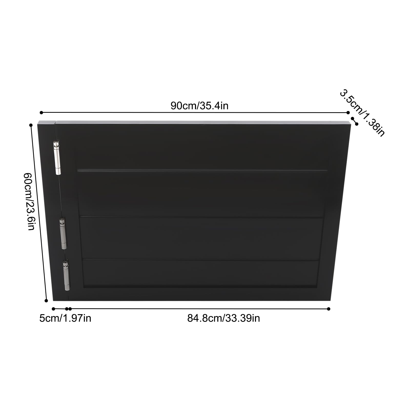 Solid Wood Cafe Swinging Saloon Door with Hinges - 35.4x23.6 Inch Black Painted Kitchen Partition for Restaurant, Bar, Shop Entrance & Home Decor