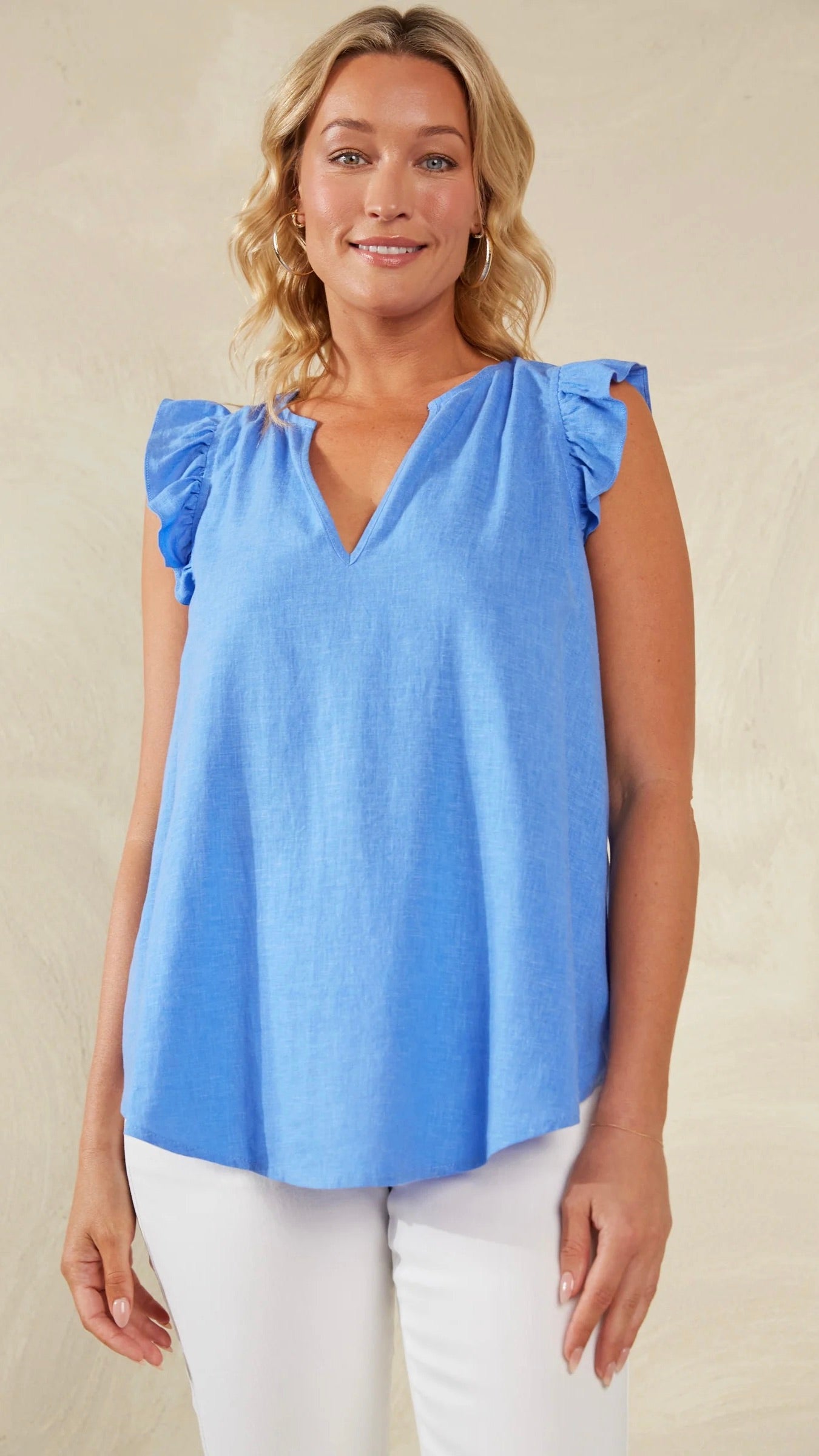 Florence Frill Tank Top for Women - Elegant Lace Trim Summer Blouse - Perfect for Beach, Vacation & Casual Outfits