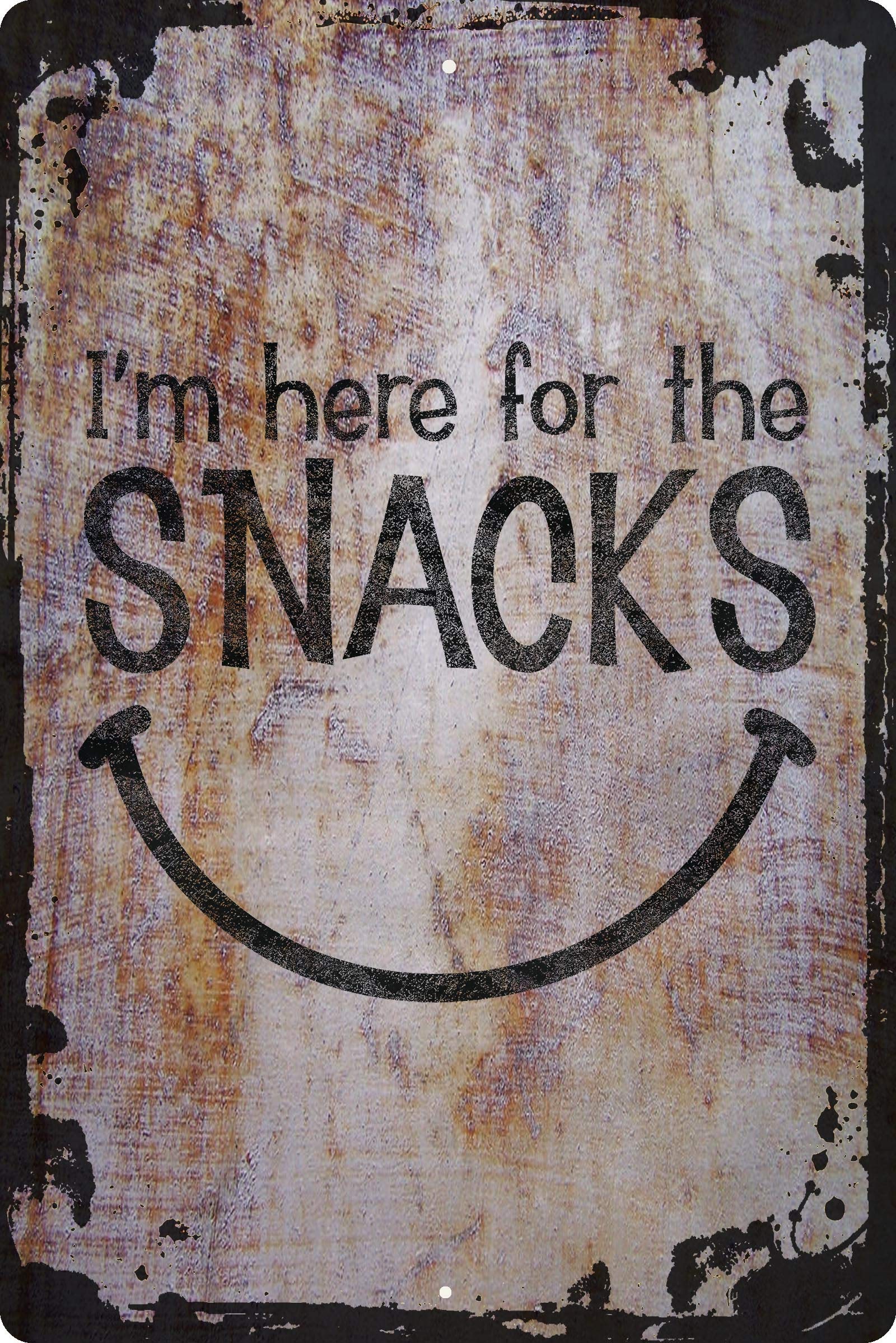 Funny 'I'm Here for the Snacks' Wall Sign - Smiling Foodie Decor for Kitchen, Dining Room & Office - Cute Gift for Hungry Friends & Munchies Lovers