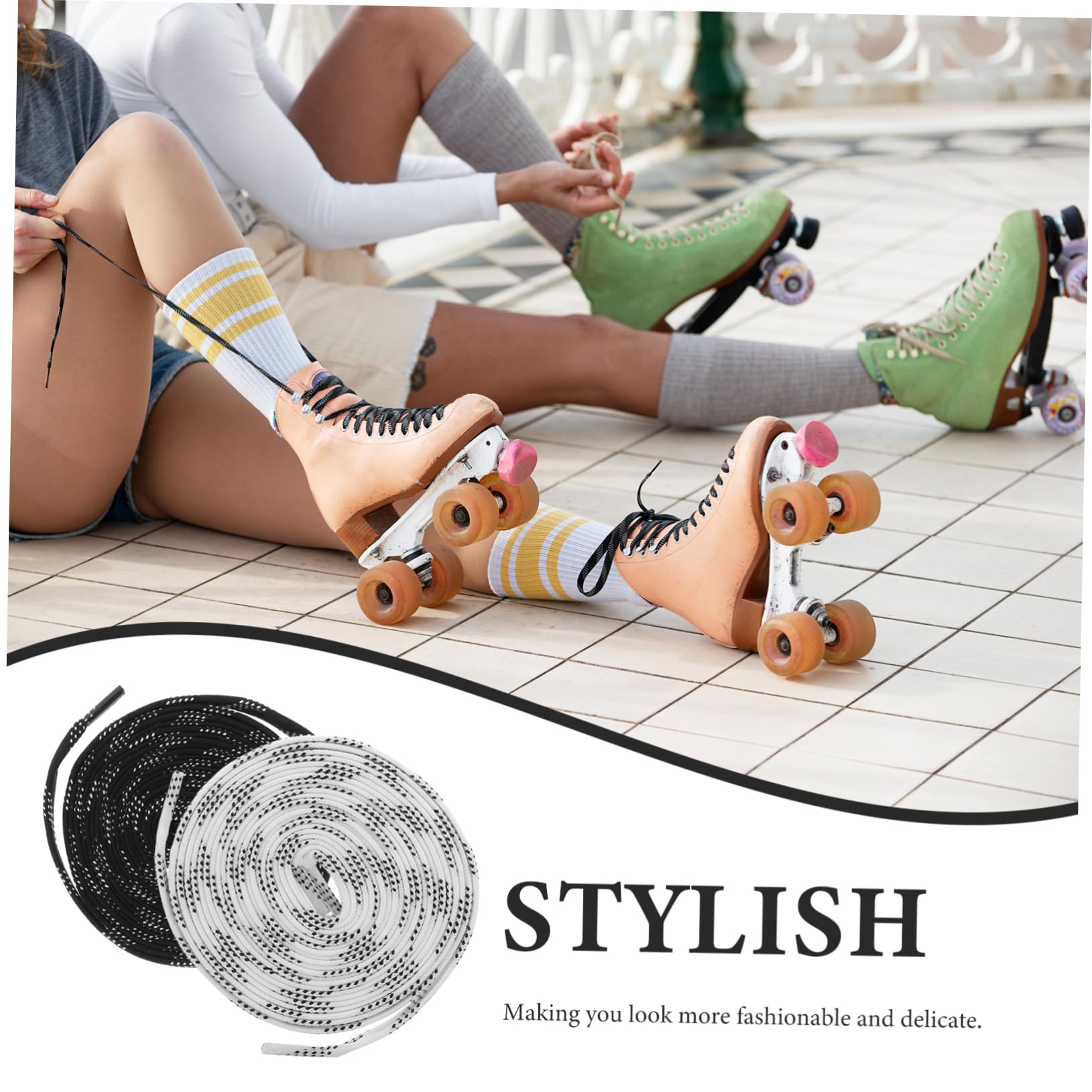 2 Pairs Durable Shoelaces for Sneakers & Hockey Skates - Non-Slip Sports Shoe Accessories - Perfect for Running, Skating & Casual Wear