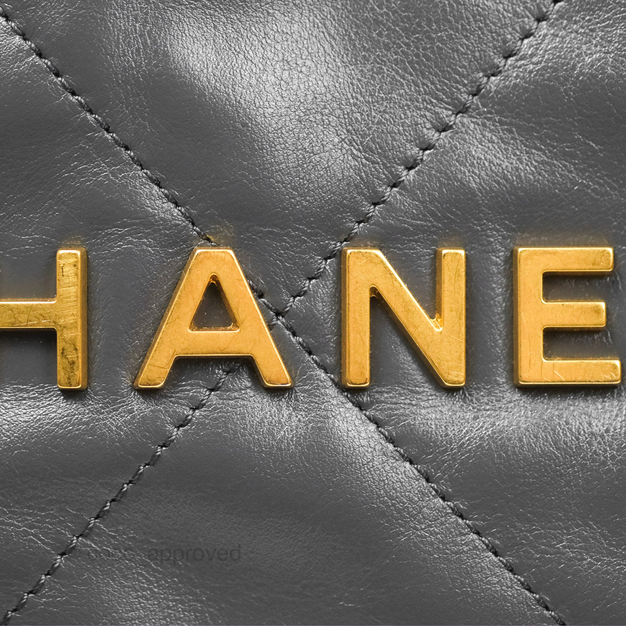 Chanel 22 Small Quilted Backpack in Dark Grey Shiny Calfskin Leather - Luxury Designer Handbag for Women, Perfect for Everyday Use & Travel Accessories
