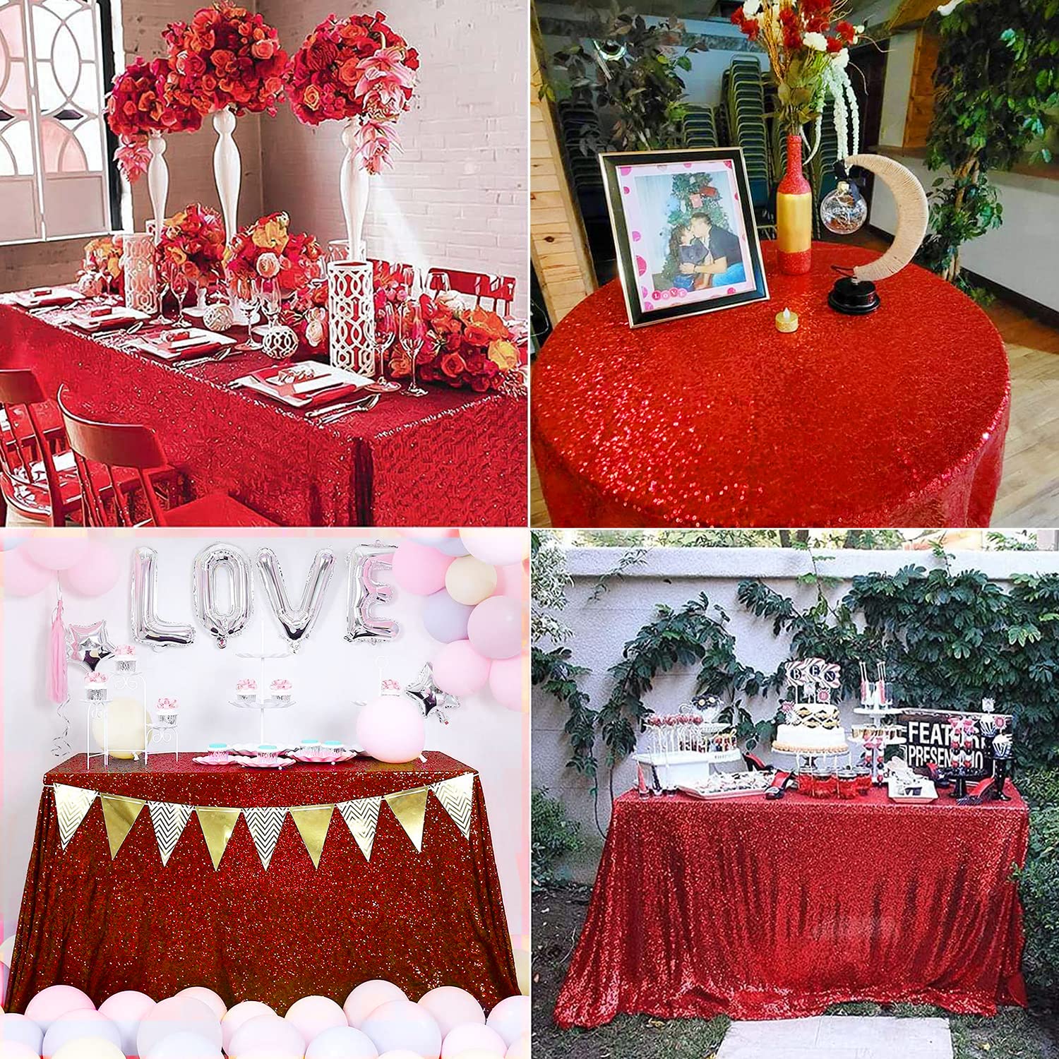 Red Sequin Tablecloth 50