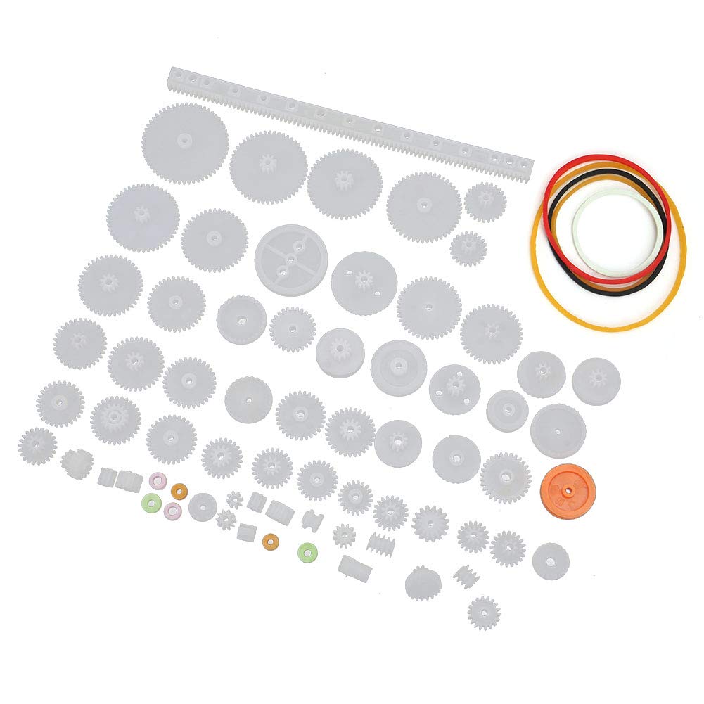 Zerodis 60pcs Plastic Crown Pulley Shaft Sleeve Set - Single & Double Reduction Gear Kit for DIY Projects, RC Cars, and Mechanical Repairs