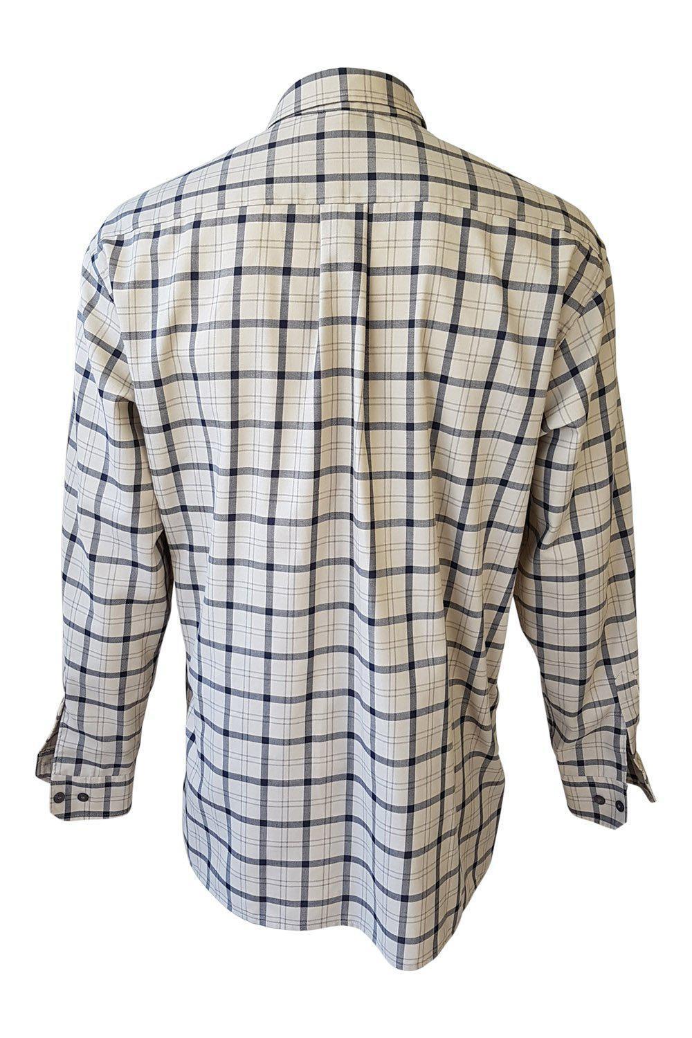 ETERNA EXCELLENT Cream & Black Checked Button-Down Shirt for Men (Size 41/16) | Casual Office Wear & Date Night Outfit