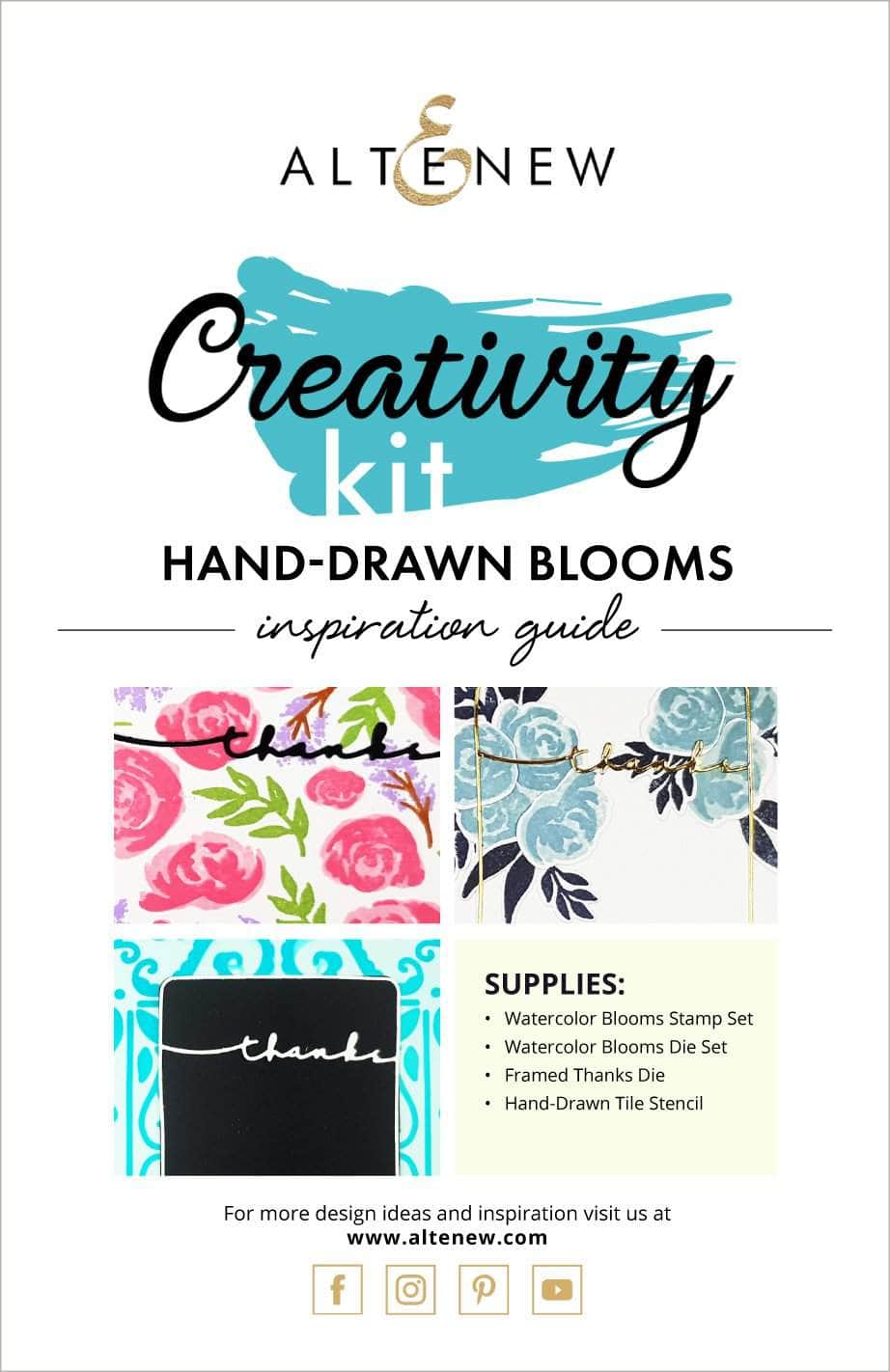 Hand Drawn Blooms Creativity Kit - DIY Art & Craft Inspiration Guide for Painting, Scrapbooking & Home Decor