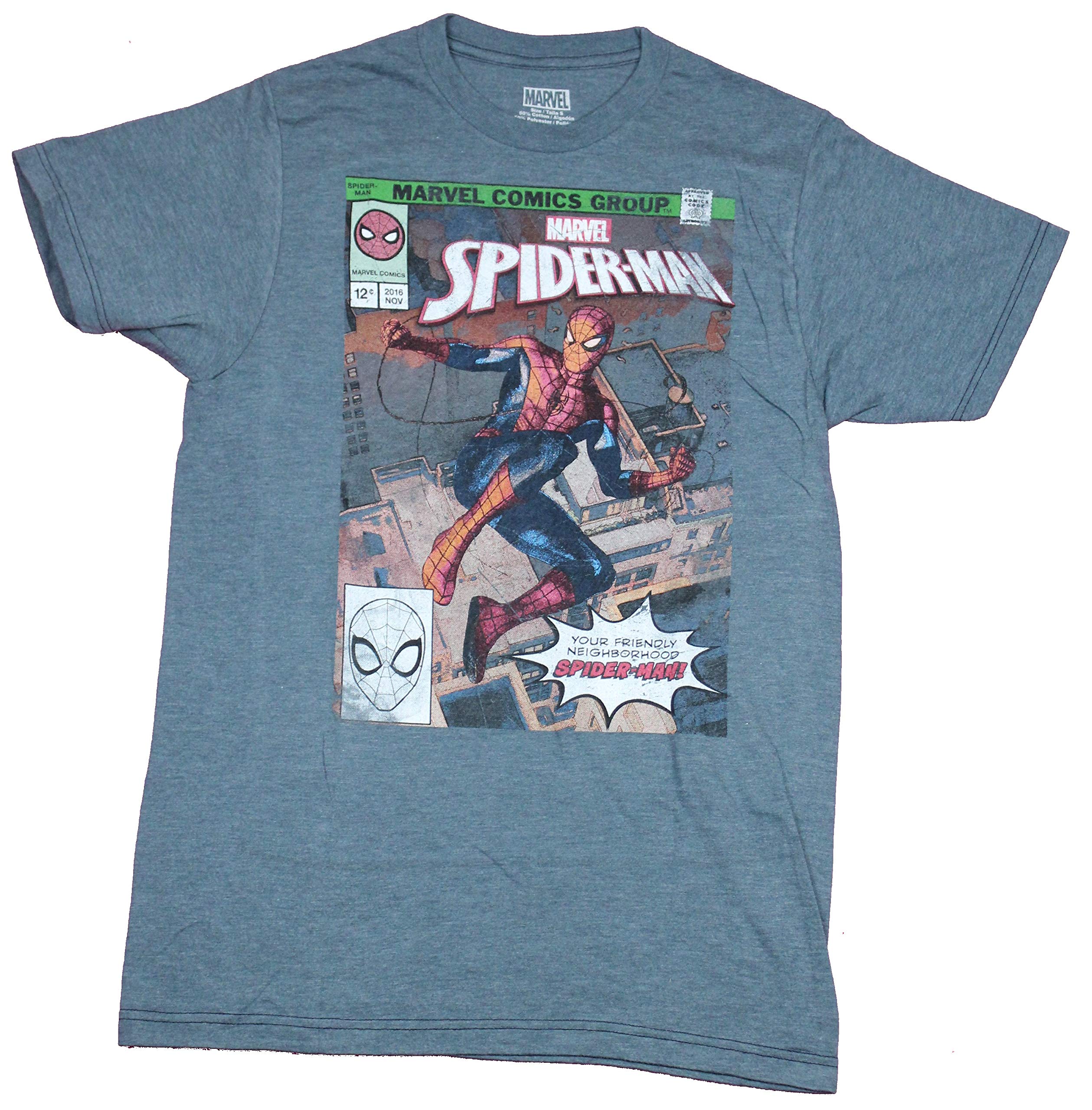 Spider-Man Men's Graphic T-Shirt - Friendly Neighborhood Spider-Man Comic Cover Design | Superhero Apparel for Casual Wear, Cosplay & Marvel Fan Gifts