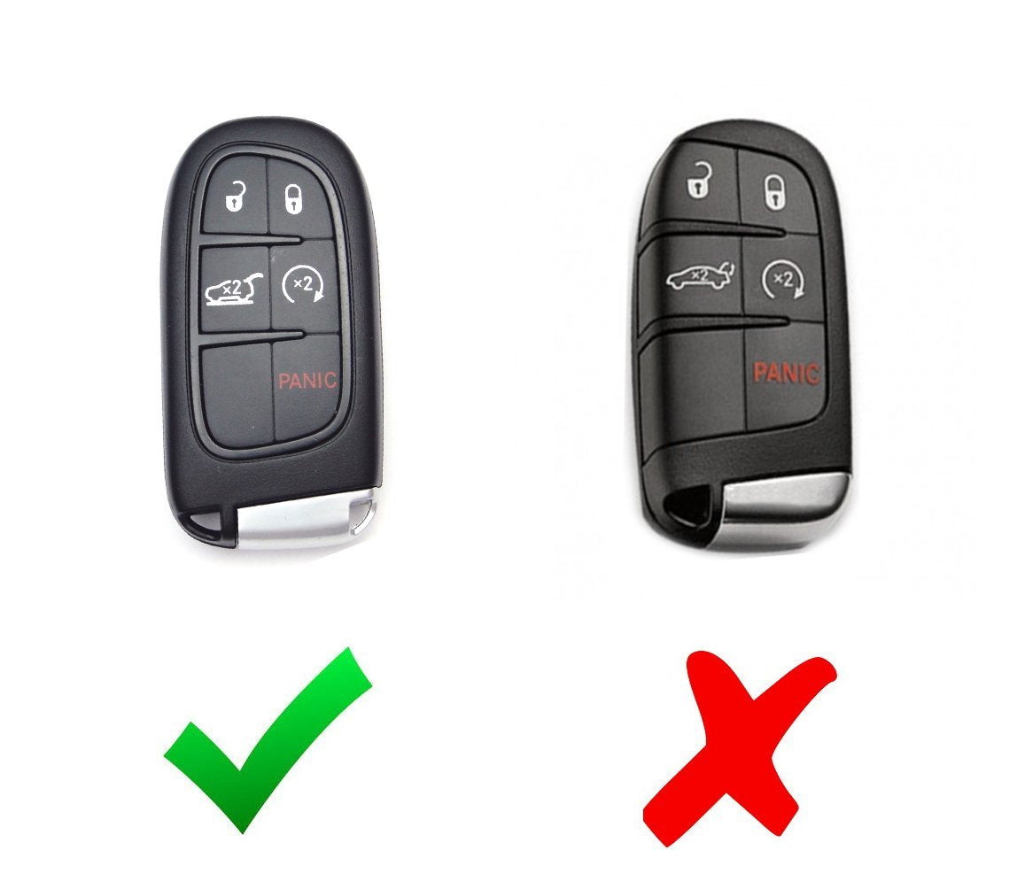 Premium Glossy Metallic Black Smart Key Fob Cover Replacement - Exact Fit for Jeep Dodge Chrysler Vehicles | Durable Protection & Stylish Upgrade for Car Keys