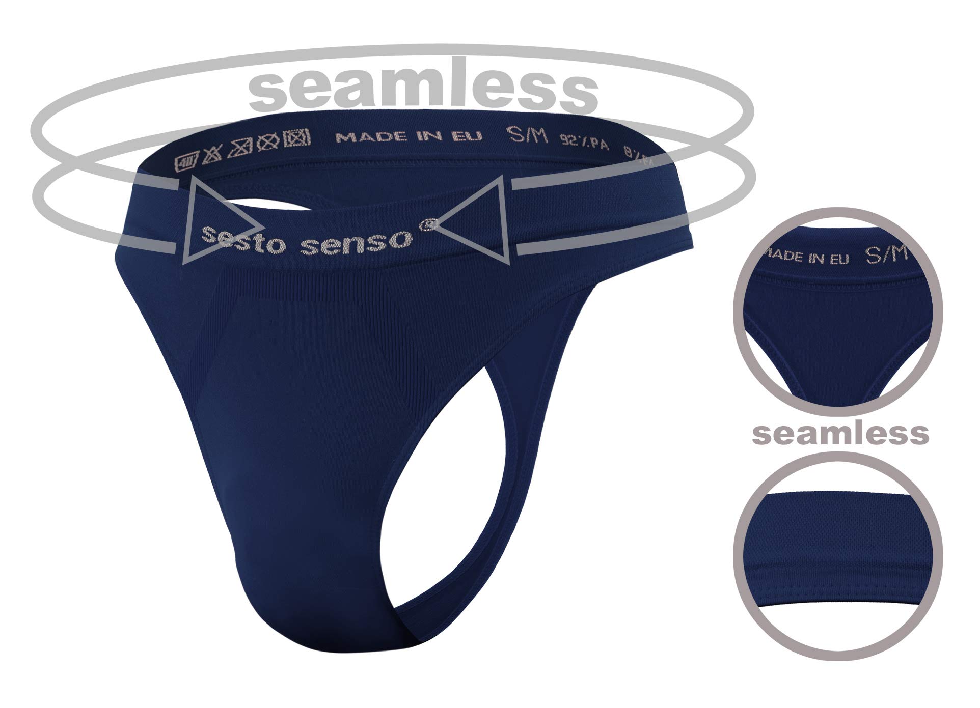 Sesto Senso Men's Seamless G-String Underwear - 3 Pack of Comfortable & Sexy Thongs for Daily Wear, Workout & Special Occasions