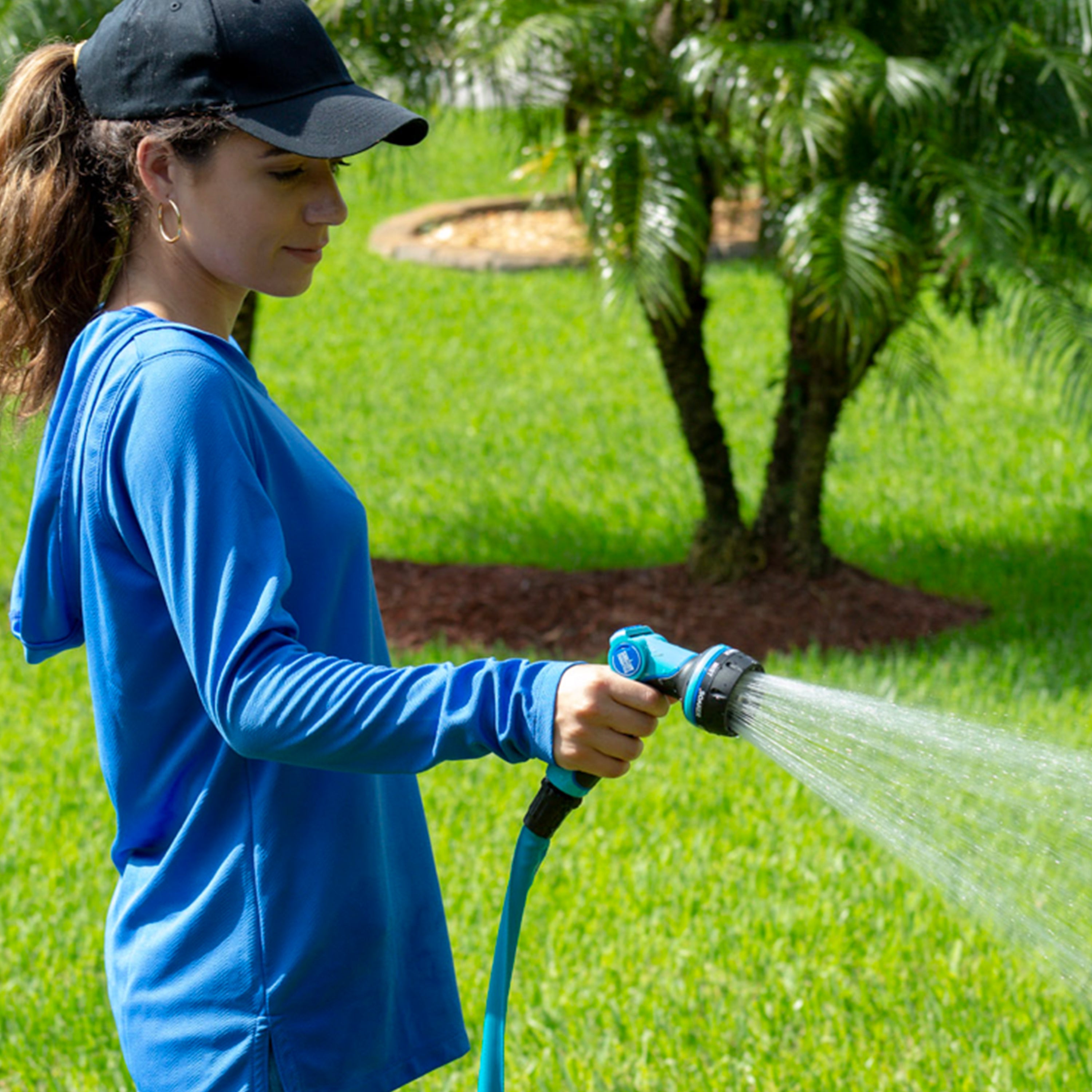 Durable Aqua Joe Watering Bundle - Heavy Duty Stainless Steel Hose, Multi-Function Nozzle & Tripod Sprinkler for Garden, Lawn & Outdoor Use
