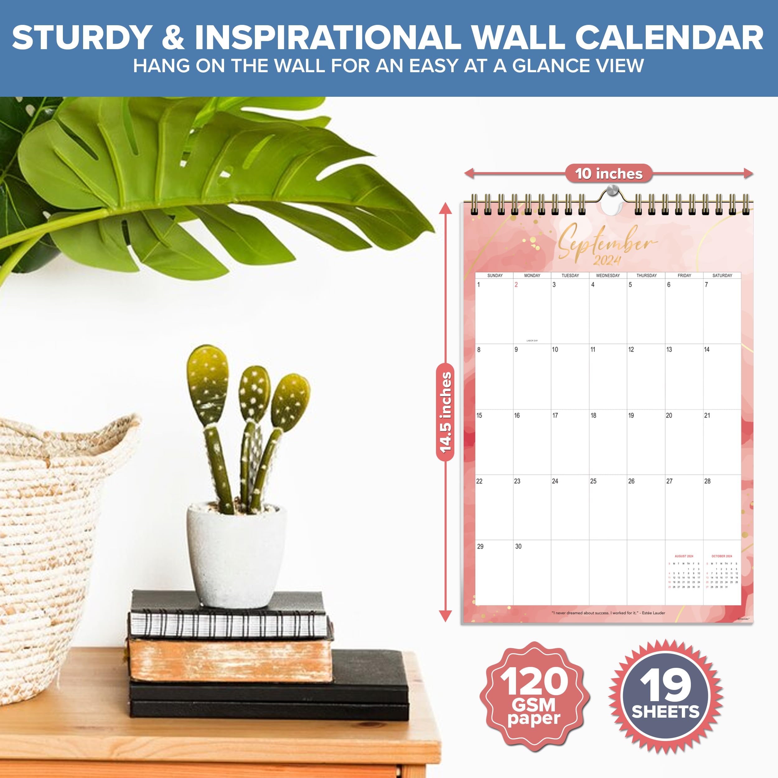 Decorably 18-Month Wall Calendar 2024-2025 (January 2024 - June 2025) | 10x14.5 Inch Vertical Portrait Calendar with Stickers | Perfect for Home, Office, School & Gift Giving