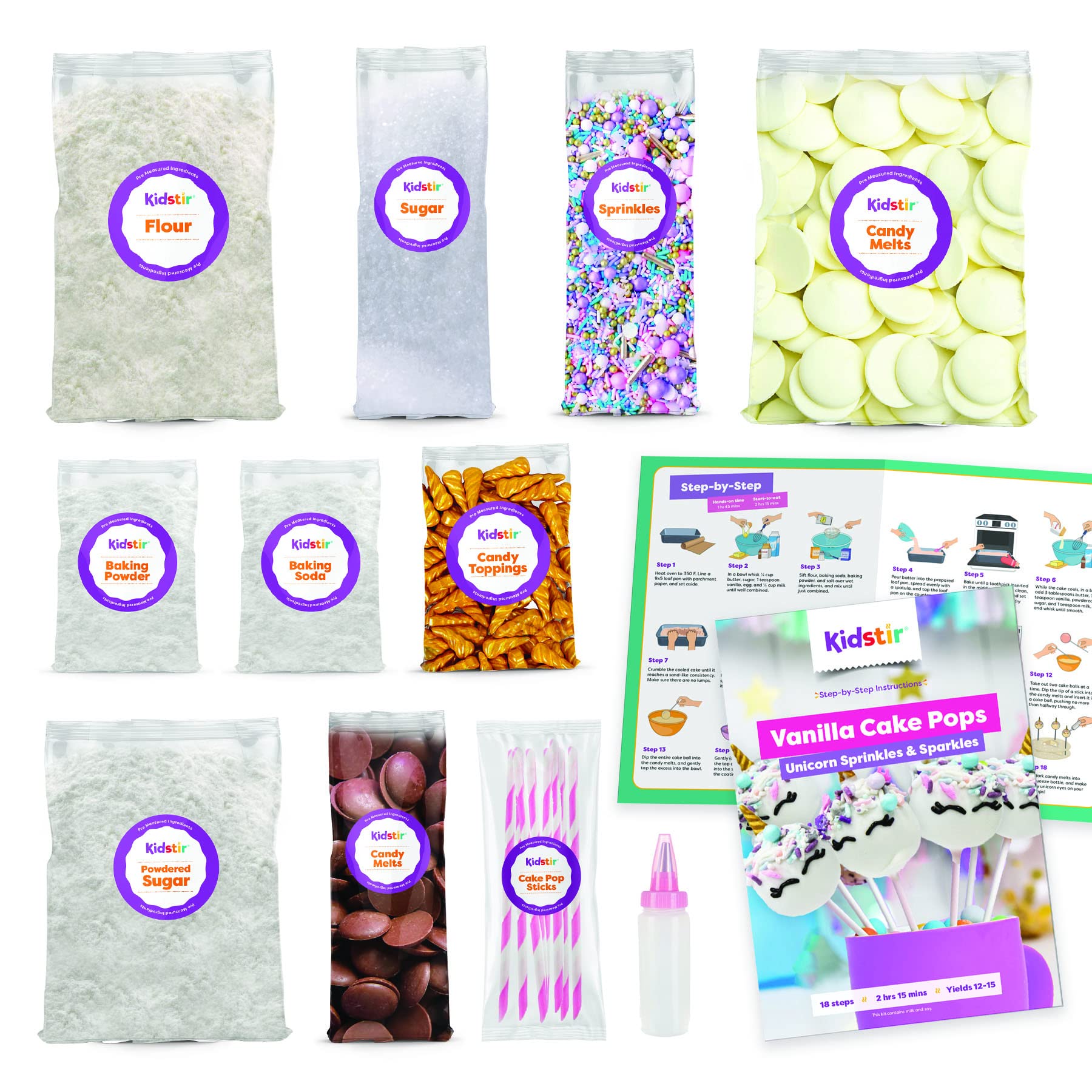 Unicorn Cake Pop Kit DIY Baking Set for Kids - Pre-Measured Ingredients, Fun Unicorn Birthday Party Activity for Girls & Boys Ages 4-12 - Perfect Gift for Birthday Parties, Playdates & Creative Baking at Home