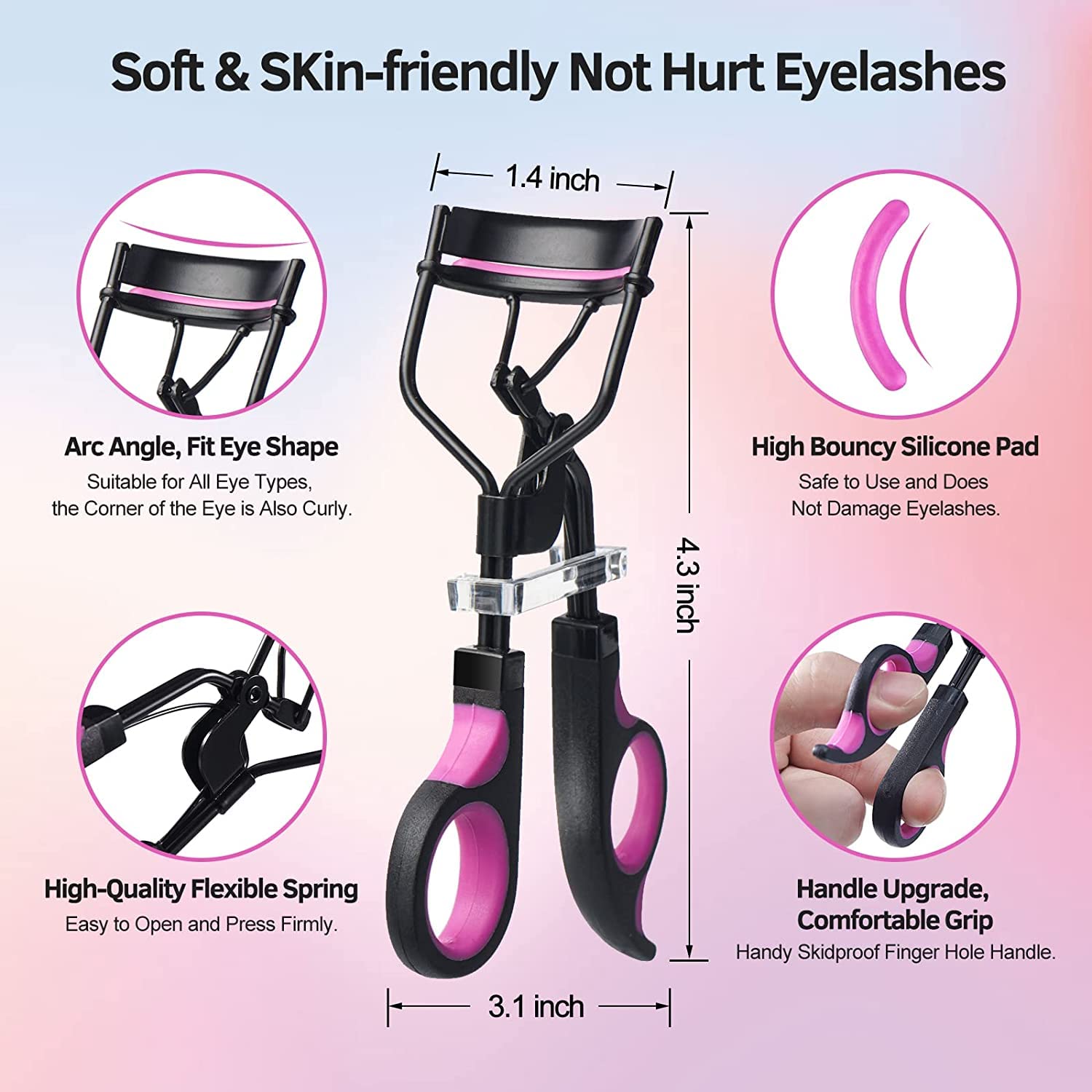 Premium 3-in-1 Eyelash Curler Kit with 5 Replacement Pads - Violet Black Makeup Tool for Perfect Lashes | Home & Professional Salon Use