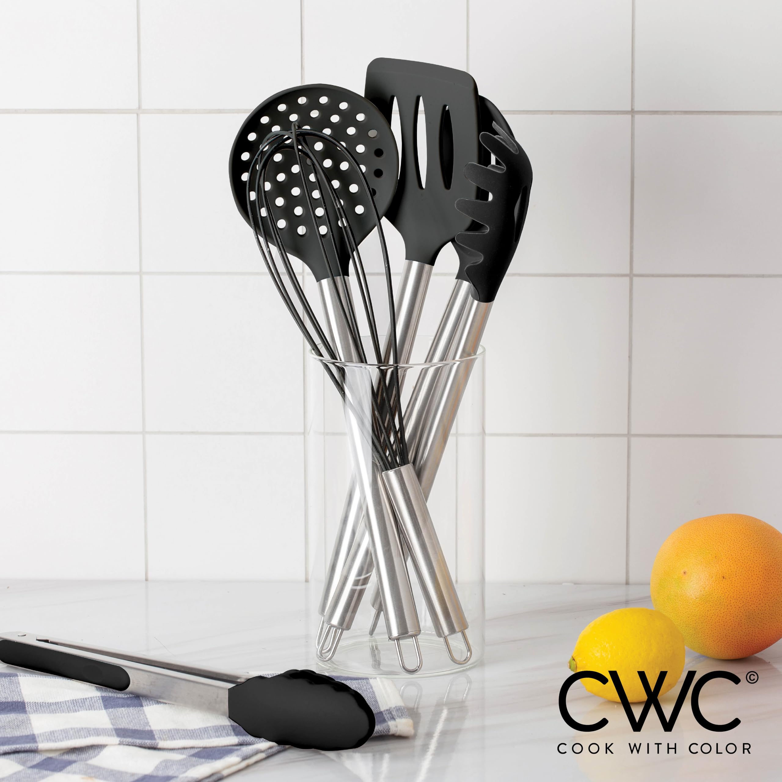 Premium 10-Piece Black Silicone Cooking Utensil Set - Heat-Resistant & Non-Scratch Kitchen Tools for Nonstick Cookware | Dishwasher Safe & Easy Clean | Ideal for Baking, Frying & Everyday Cooking