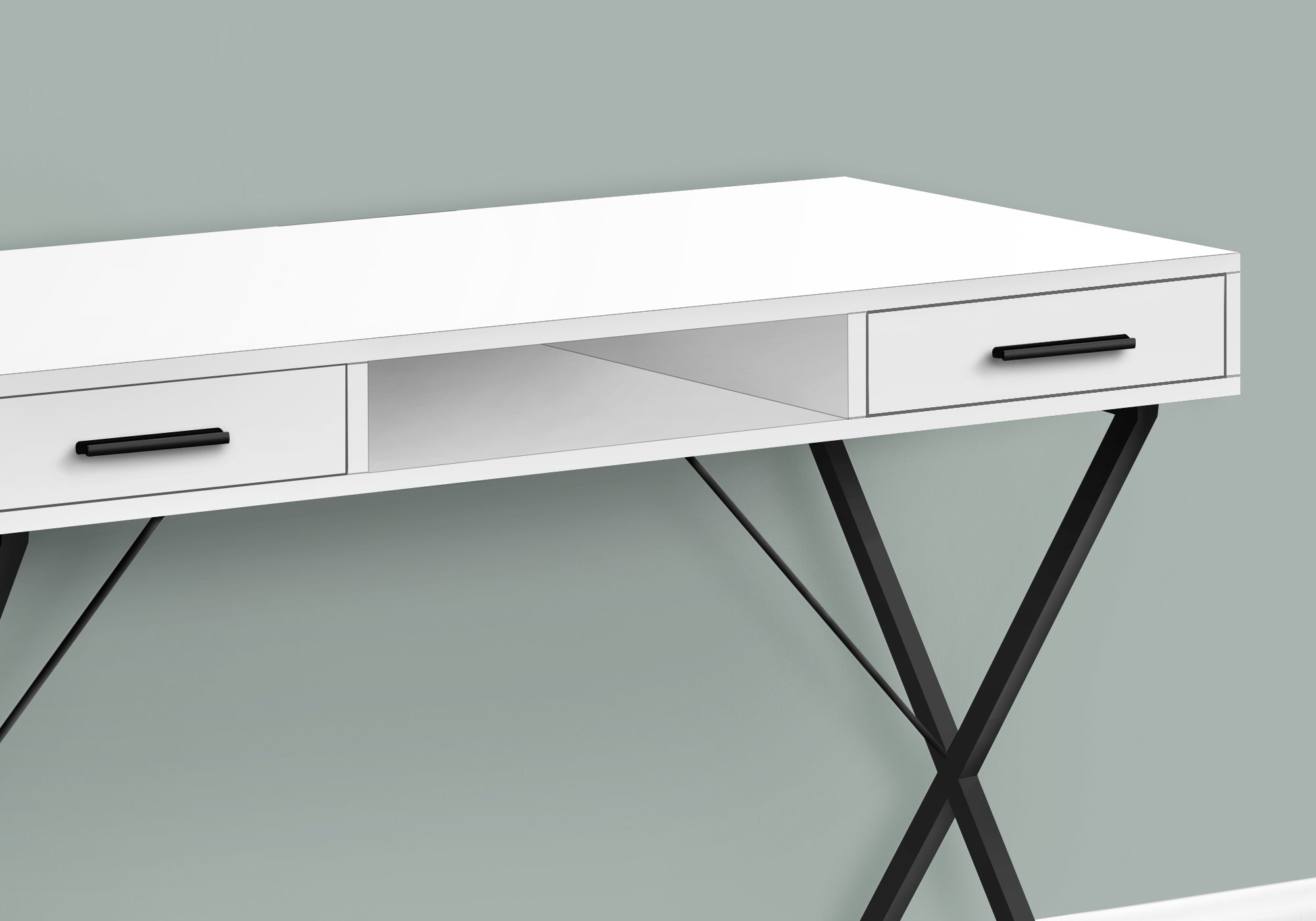 42L White Computer Desk with Black Metal Frame - Perfect for Home Office, Gaming & Study Spaces
