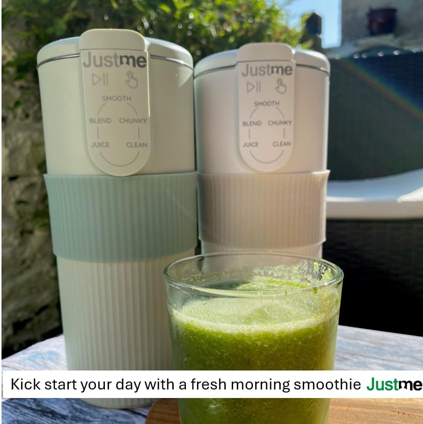 JustMe Mini Soup Maker & Smoothie Blender - Self Cleaning, Lightweight, Sage Green - Perfect for Healthy Cooking, Homemade Soups & Smoothies - Ideal for Small Kitchens, Quick Meals & Easy Cleanup