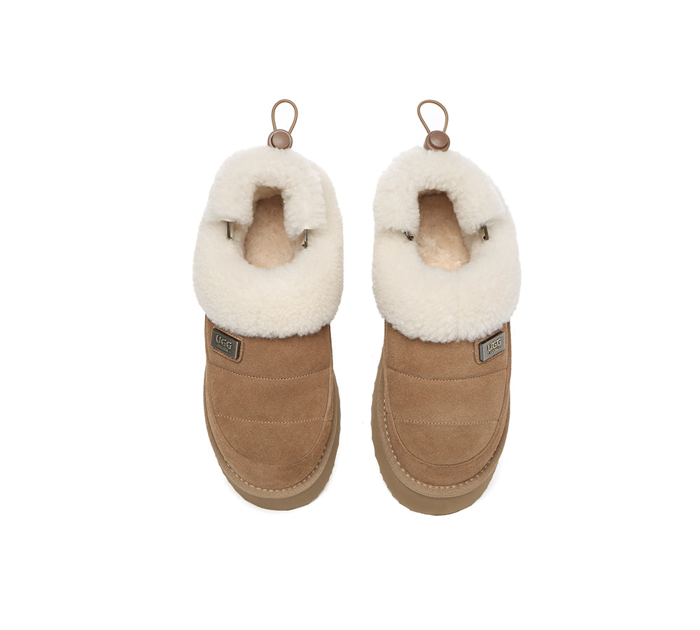 UGG EVERAU® 2-Way Slippers for Women - Removable Wool Strap & Drawstring Slingback Platform - Comfortable House Shoes for Indoor/Outdoor Wear - Perfect for Lounging, Running Errands and Travel