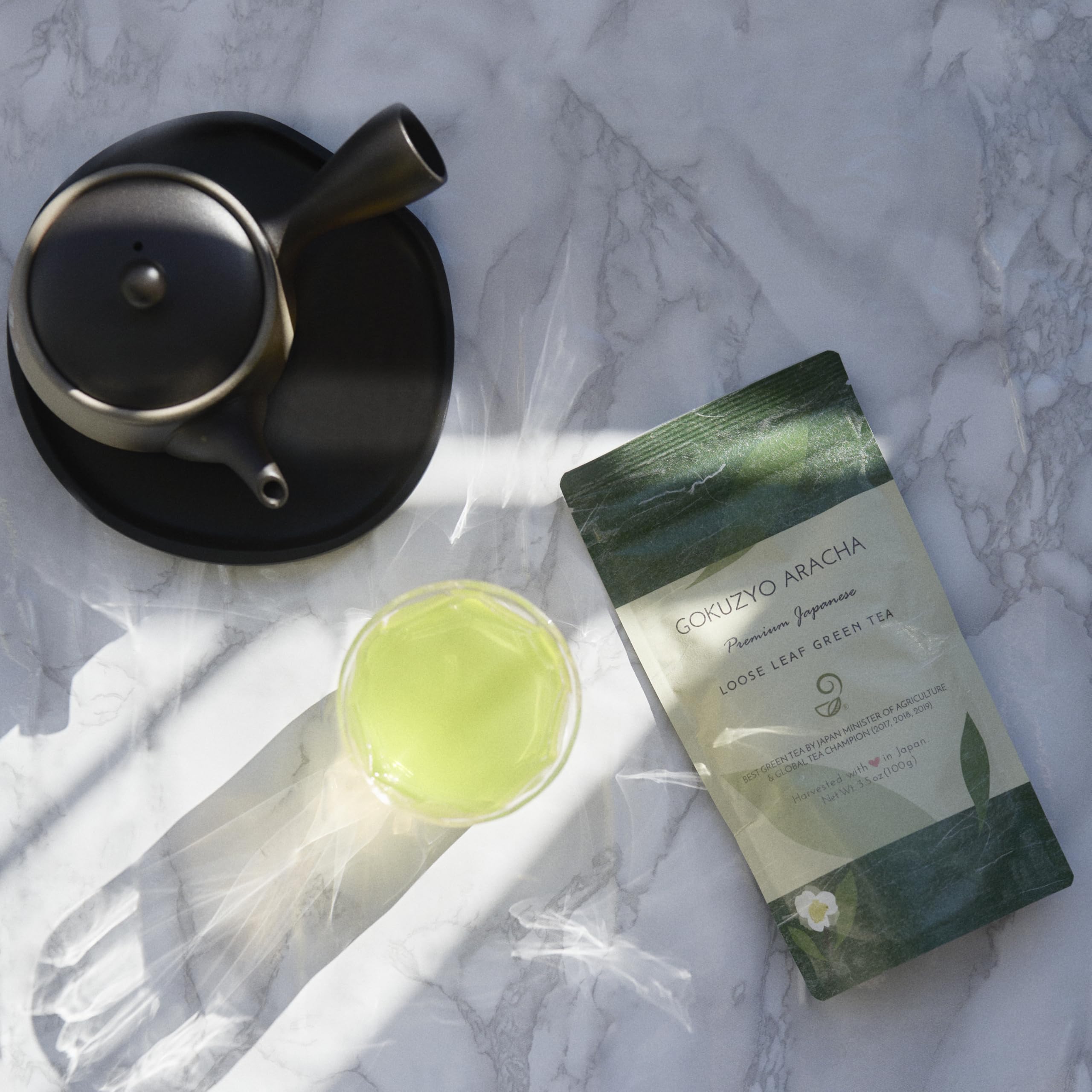 Premium Japanese Green Tea Set - Gyokuro & Gokuzyo Aracha Sencha Loose Leaf Tea - 2-Piece Single Origin Tea Assortment from Japan - Perfect for Tea Ceremonies, Gifts & Relaxation - Ideal for Home, Office & Meditation Use