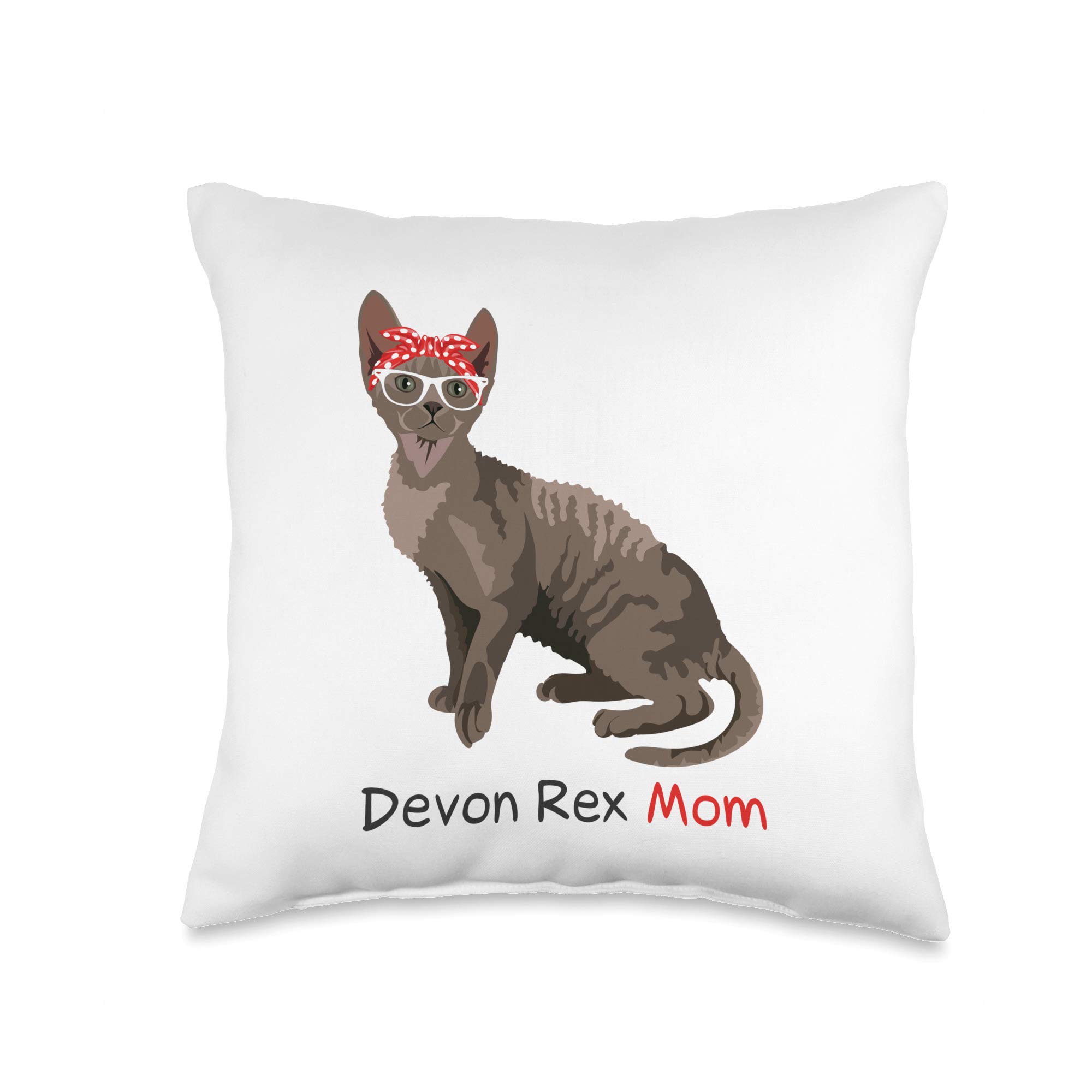 Devon Rex Cat Throw Pillow - 16x16 Inch Multicolor Cushion for Cat Lovers, Perfect Mother's Day Gift Idea for Cat Moms | Home Decor, Living Room Accent, Pet Lover Present