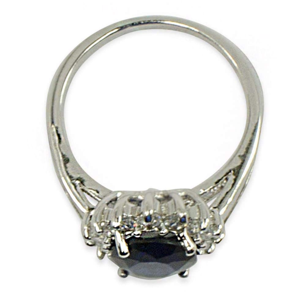 Elegant Blue & Clear CZ Sterling Silver Ring - Size 6 - Perfect for Engagement, Anniversary & Everyday Wear