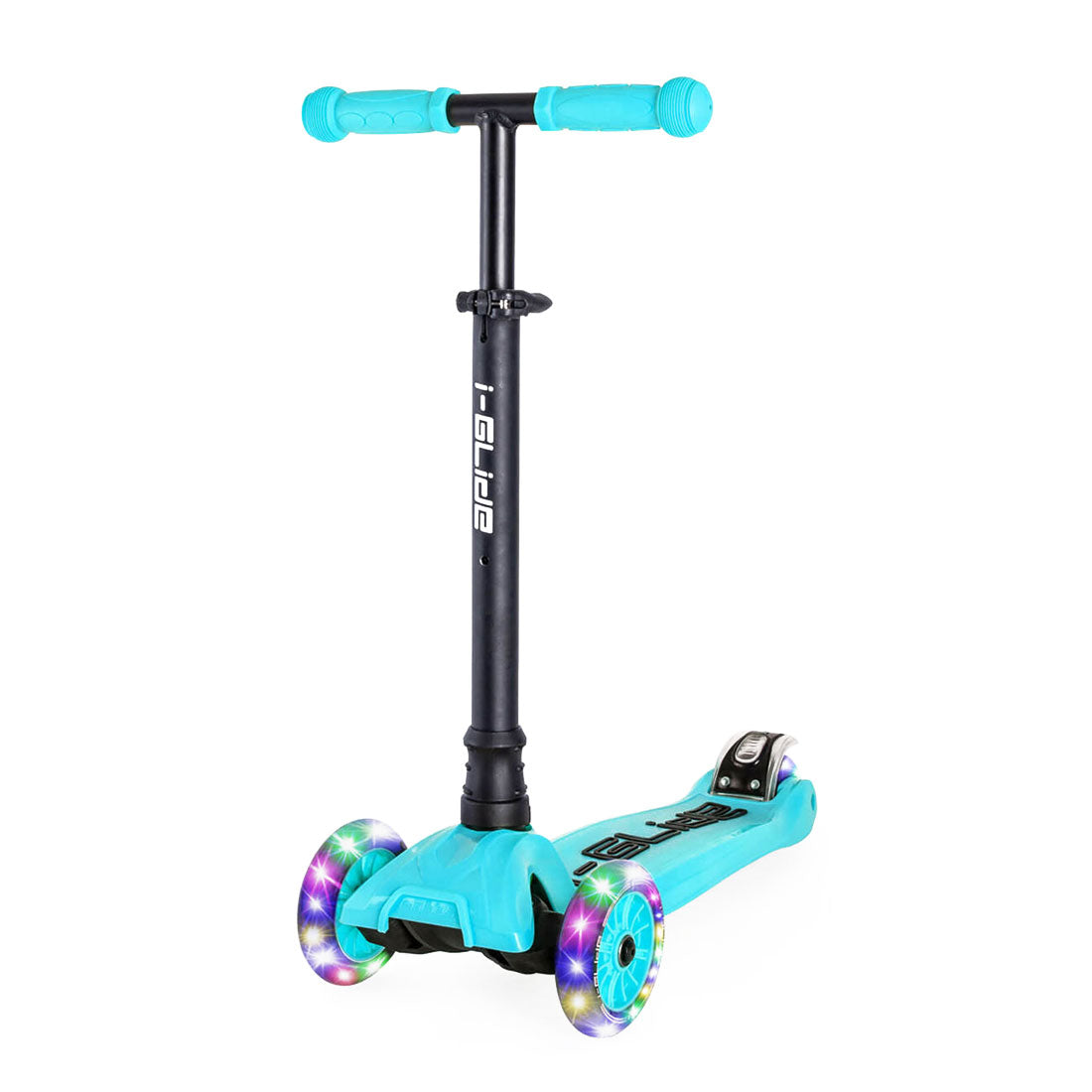 I Glide Kids 3 Wheel Scooter - Lightweight Aluminum Kick Scooter for Ages 5-12, Adjustable Handlebar, Aqua & Black Colors - Perfect for Outdoor Play, Commuting to School, and Neighborhood Adventures