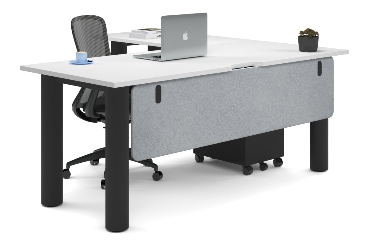Quadro Cylinder Leg L-Shaped Corner Office Desk - 1800L x 1550W with Cable Management | Modern Home Office & Gaming Setup