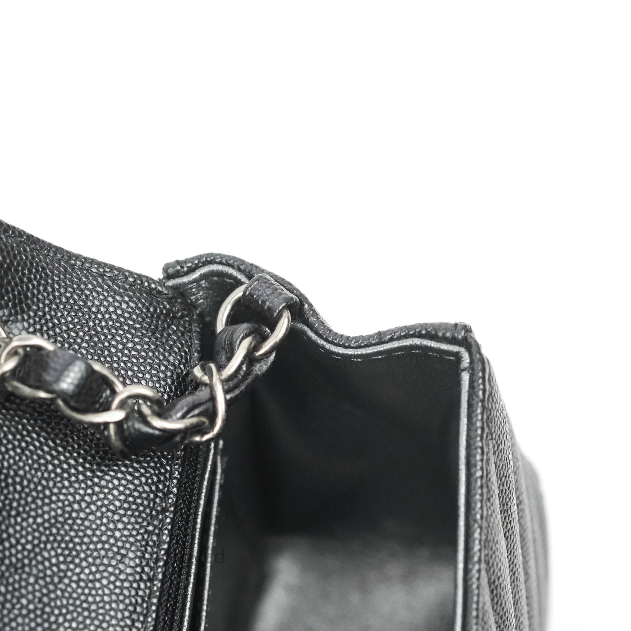Chanel Chevron Mini Rectangular Flap Bag in Iridescent Black Caviar Leather with Ruthenium Hardware - Perfect for Evening Events, Parties & Luxury Fashion Accessories