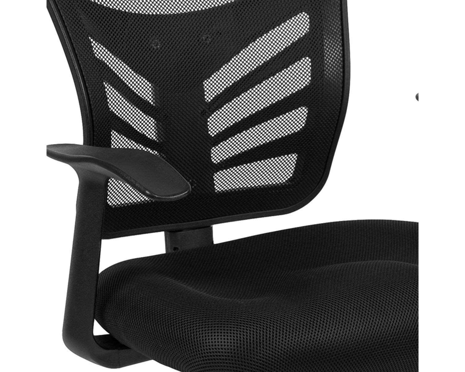 Flash Furniture Steve Black Mesh Office Reception Chair with Chrome Sled Base - Comfortable Waiting Room Seating for Clinics, Hotels & Lobbies